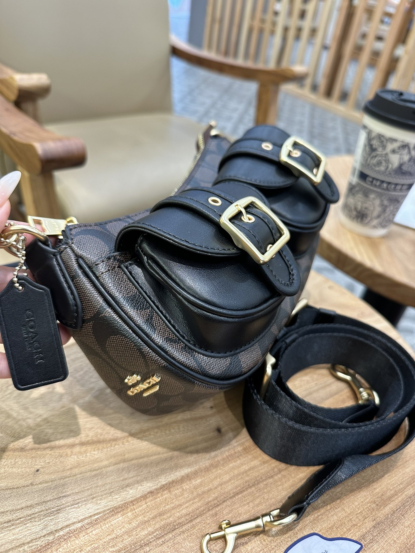 Coach 新款COACH/蔻驰中古腋下法棍包麻将包 老花CP124 纯黑CM079 拼的CM078 牛仔CQ184