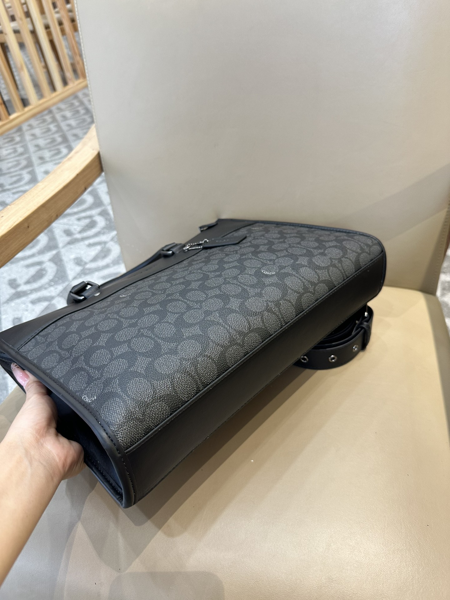 Coach coach蔻驰C0243 C2682男士公文包GOTHAM公事包商务文件包 标志涂层帆布和精制小牛皮