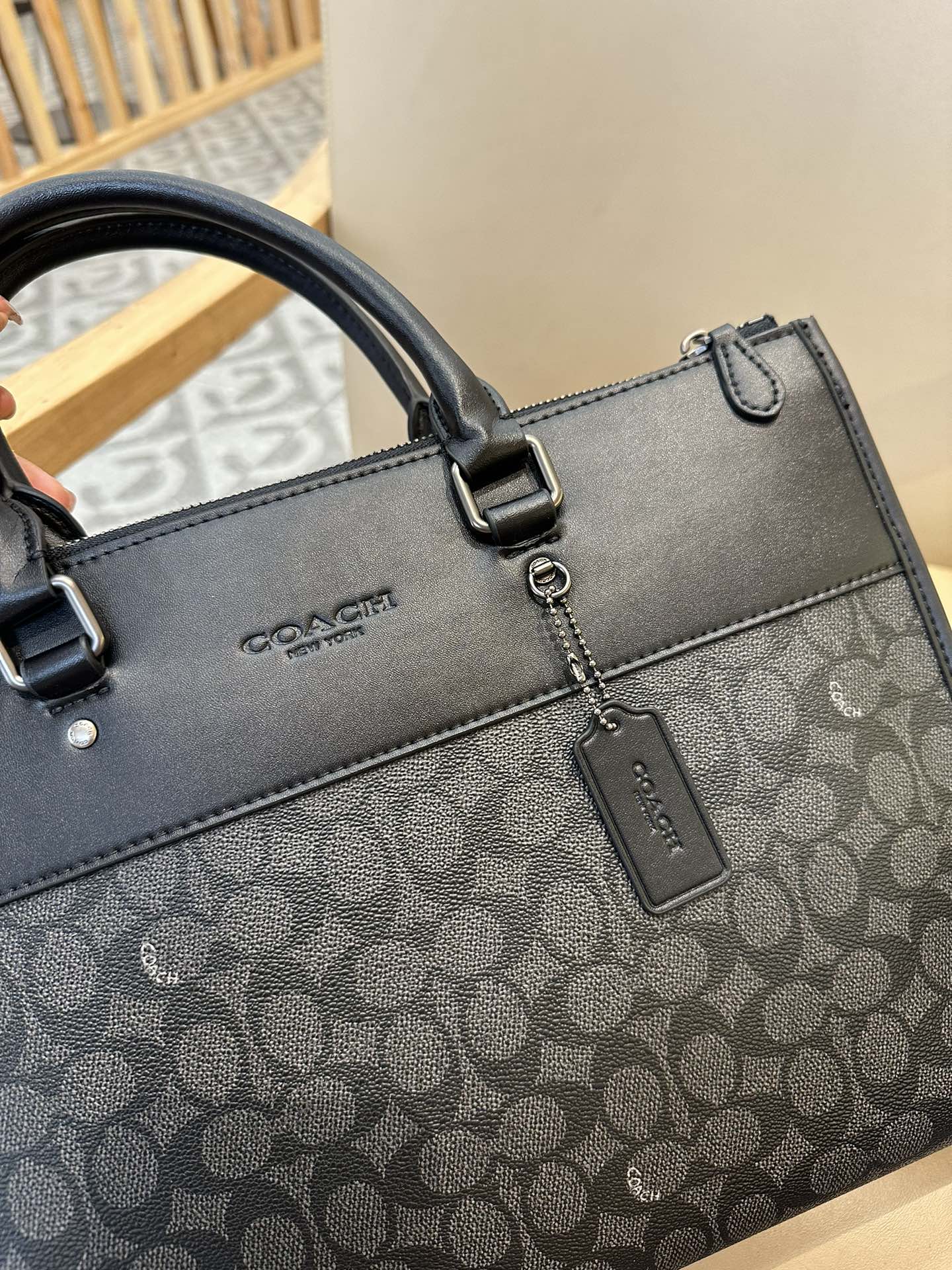 Coach coach蔻驰C0243 C2682男士公文包GOTHAM公事包商务文件包 标志涂层帆布和精制小牛皮