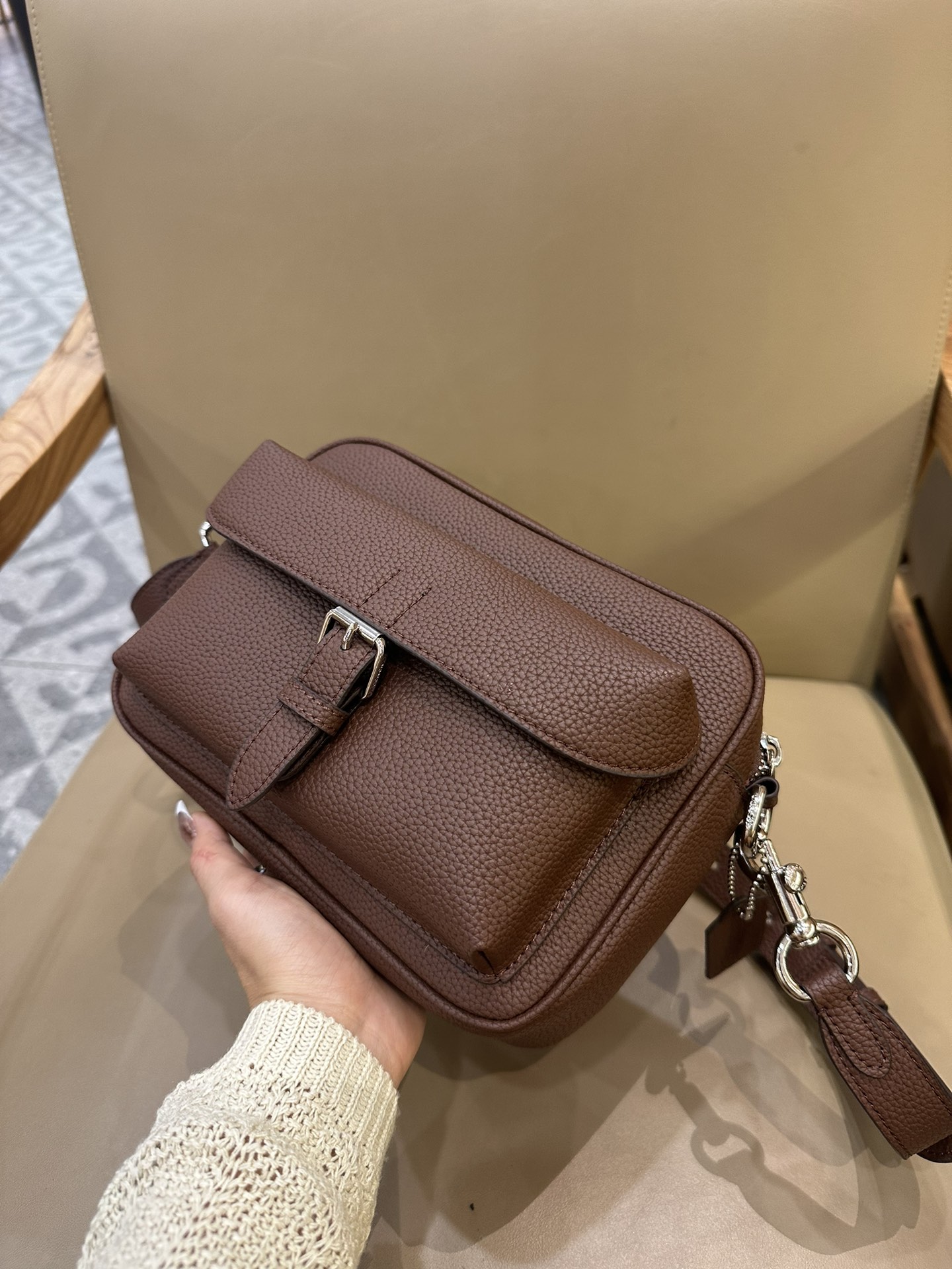 Coach 新款COACH/蔻驰CW217 CW218男士 标志老花WARNER 休闲斜挎包