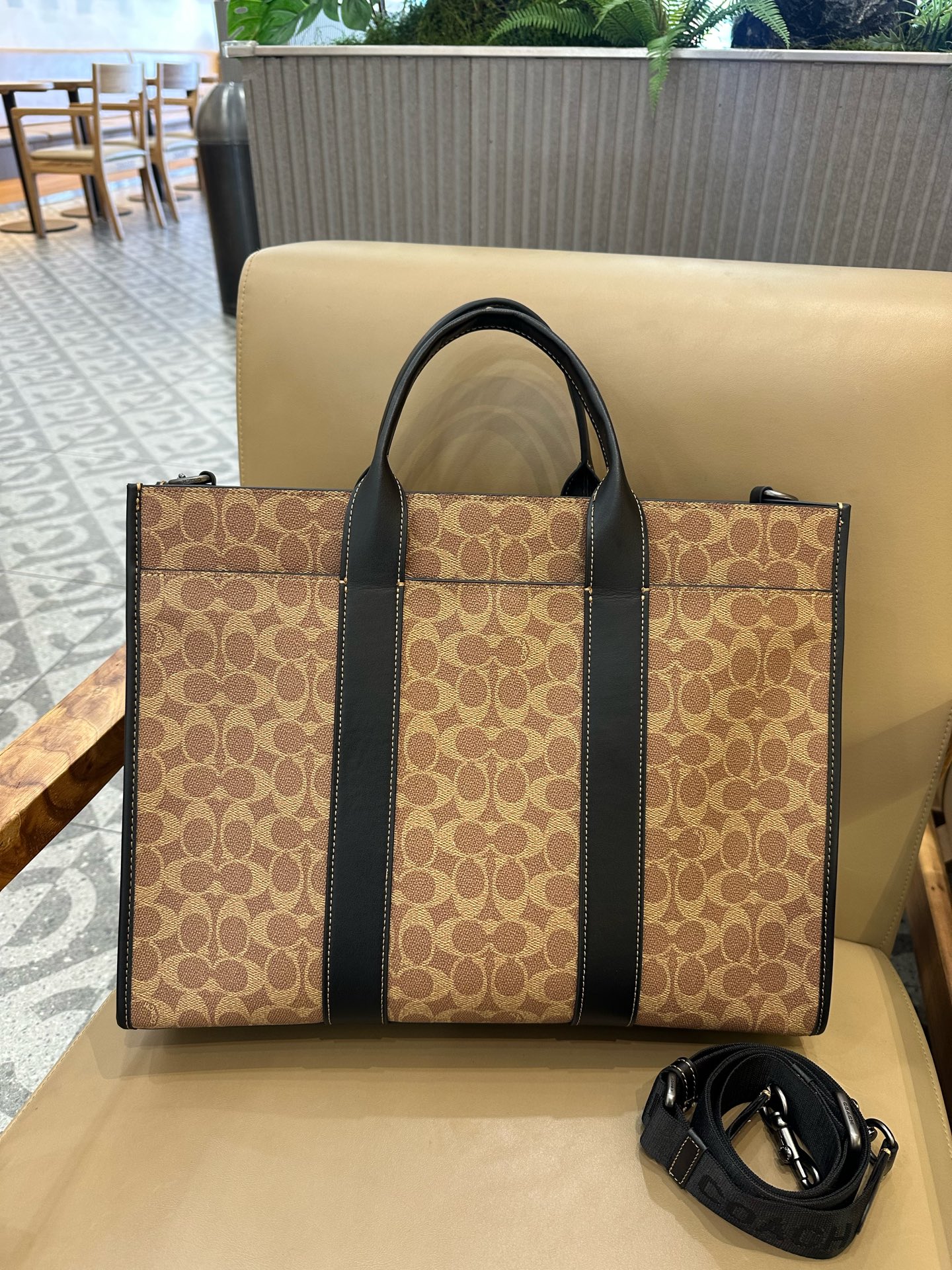 COACH Men's Wesley Signature Coated Canvas Tote Bag with Leather Details 7 i1736655125700 1378 0 5