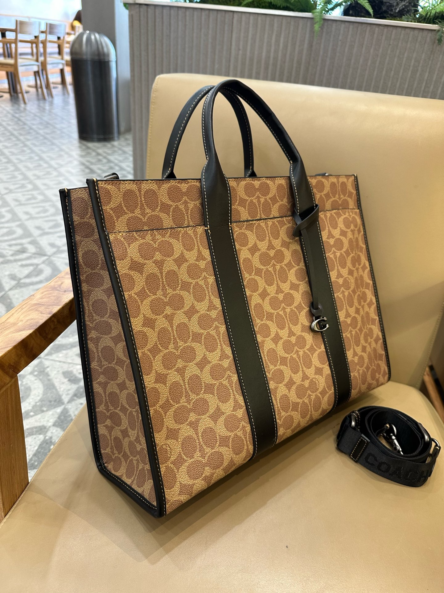 COACH Men's Wesley Signature Coated Canvas Tote Bag with Leather Details 5 i1736655126231 3067 0 3
