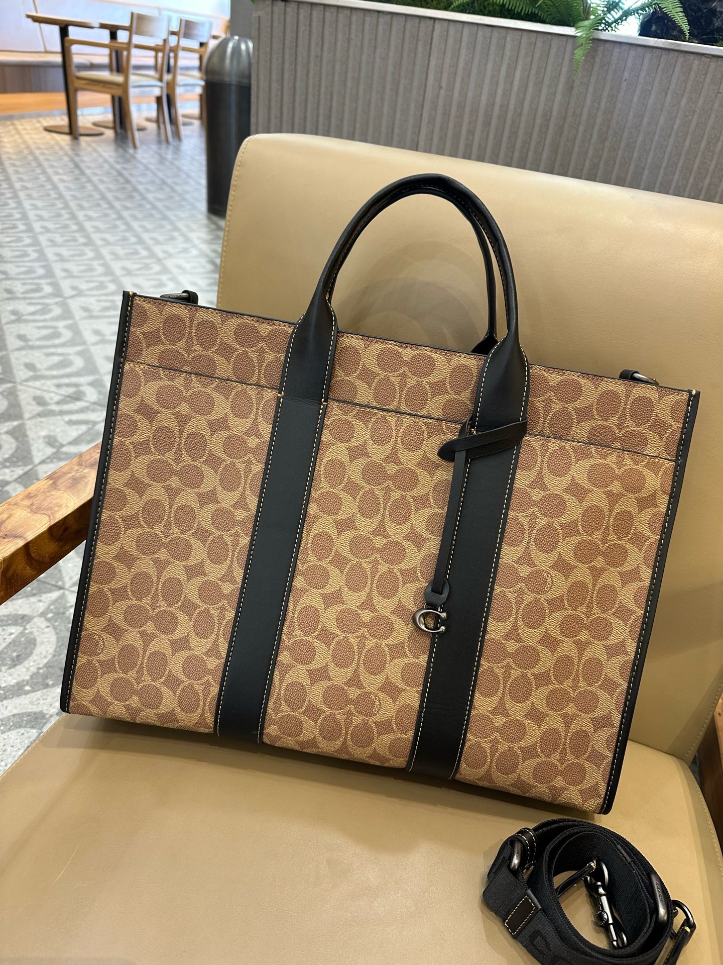 COACH Men's Wesley Signature Coated Canvas Tote Bag with Leather Details 3 i1736655126504 2389 0 2