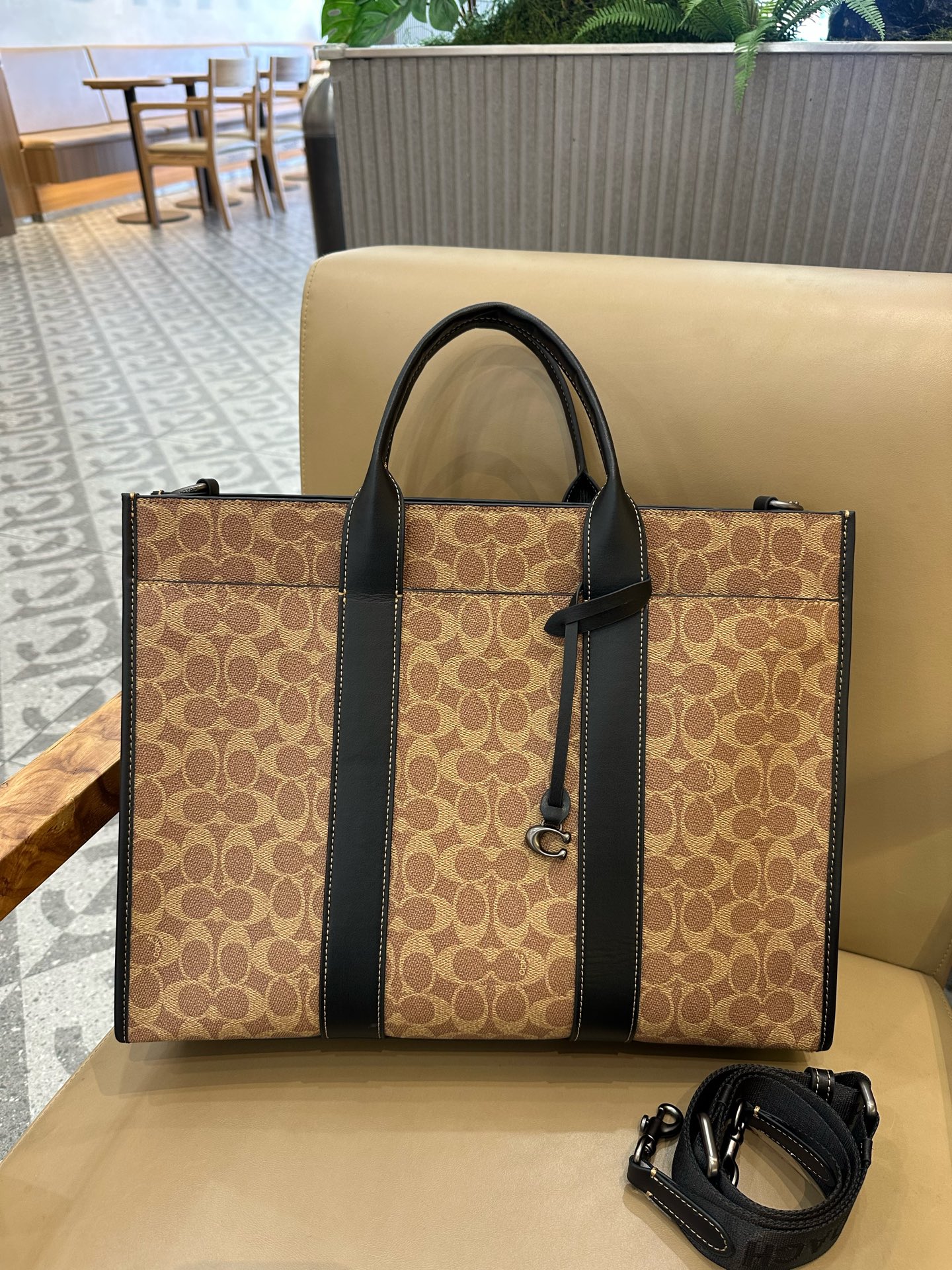 COACH Men's Wesley Signature Coated Canvas Tote Bag with Leather Details 2 i1736655128233 8485 0 0