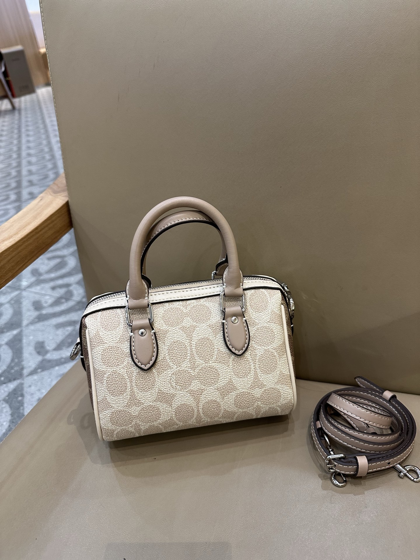 Coach Mini Boston Pillow Bag with Signature Pattern and Adjustable Strap 6 i1747806325948 4138 0 4