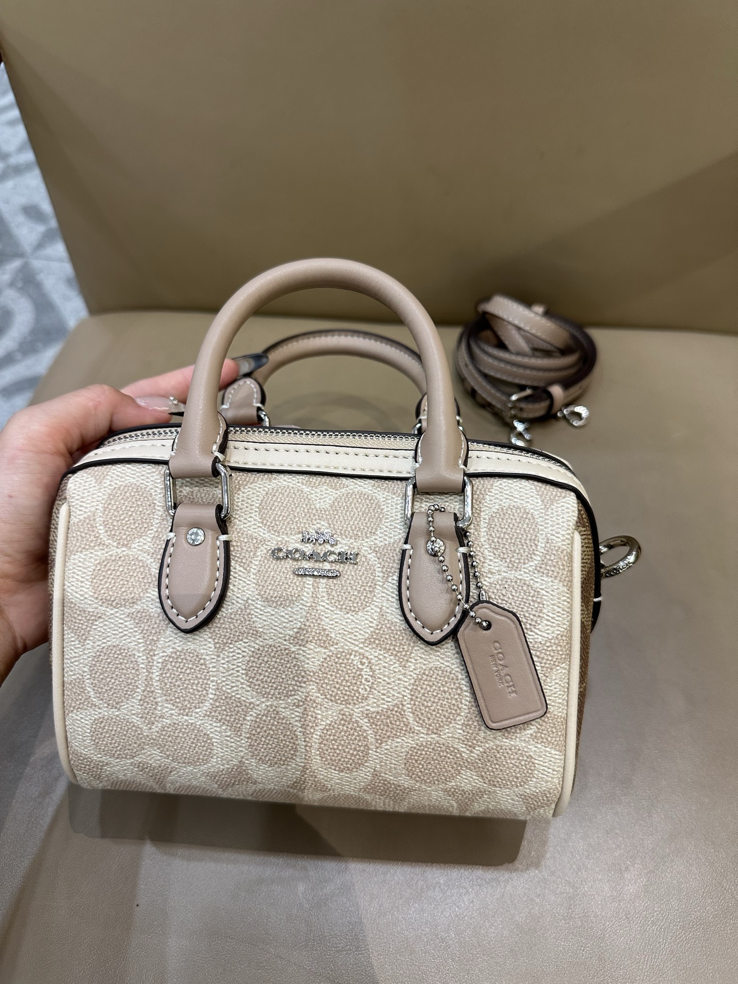 Coach Mini Boston Pillow Bag with Signature Pattern and Adjustable Strap 7 i1747806349691 5044 0 6
