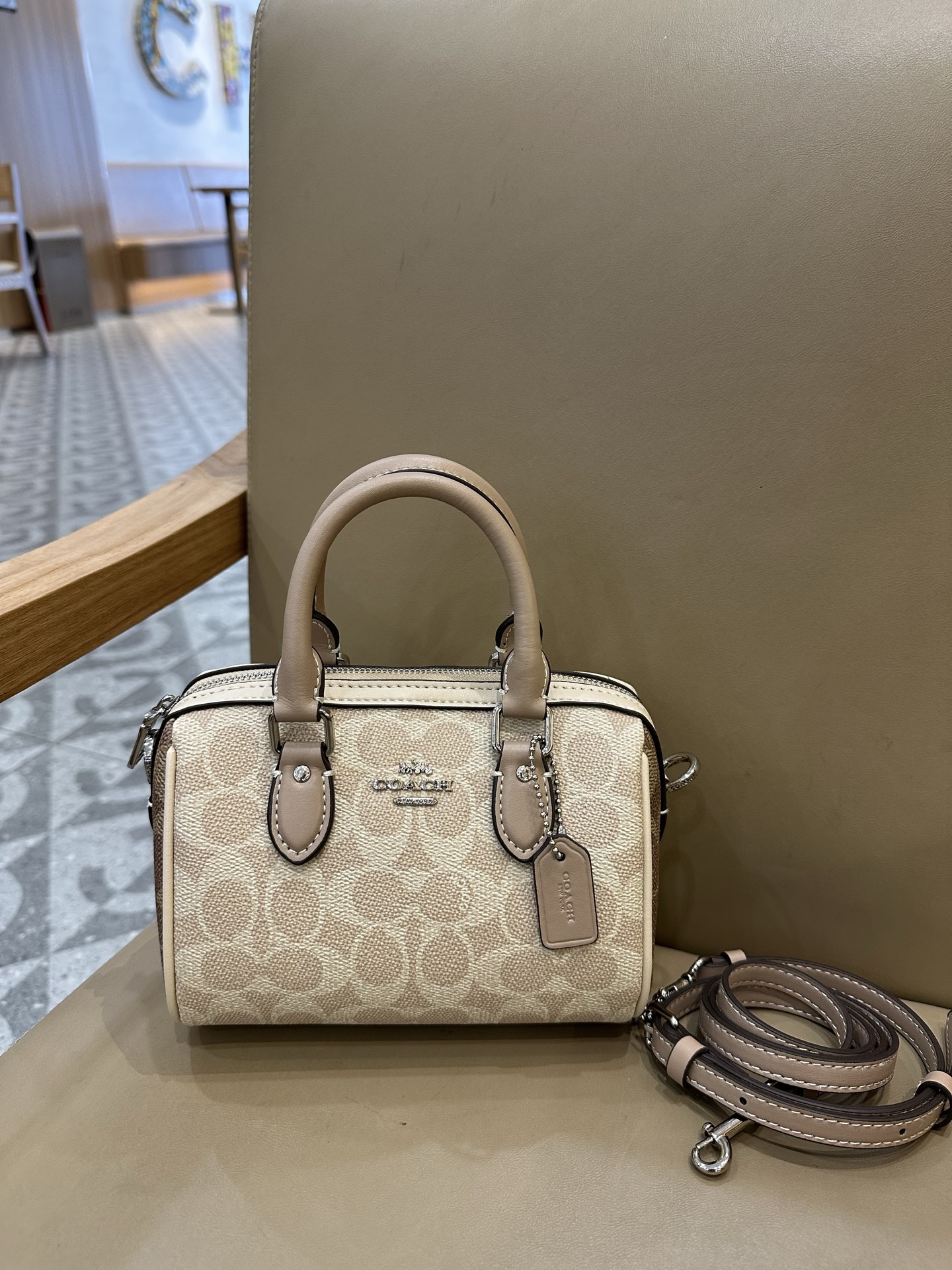 Coach Mini Boston Pillow Bag with Signature Pattern and Adjustable Strap 2 i1747806349720 1311 0 0