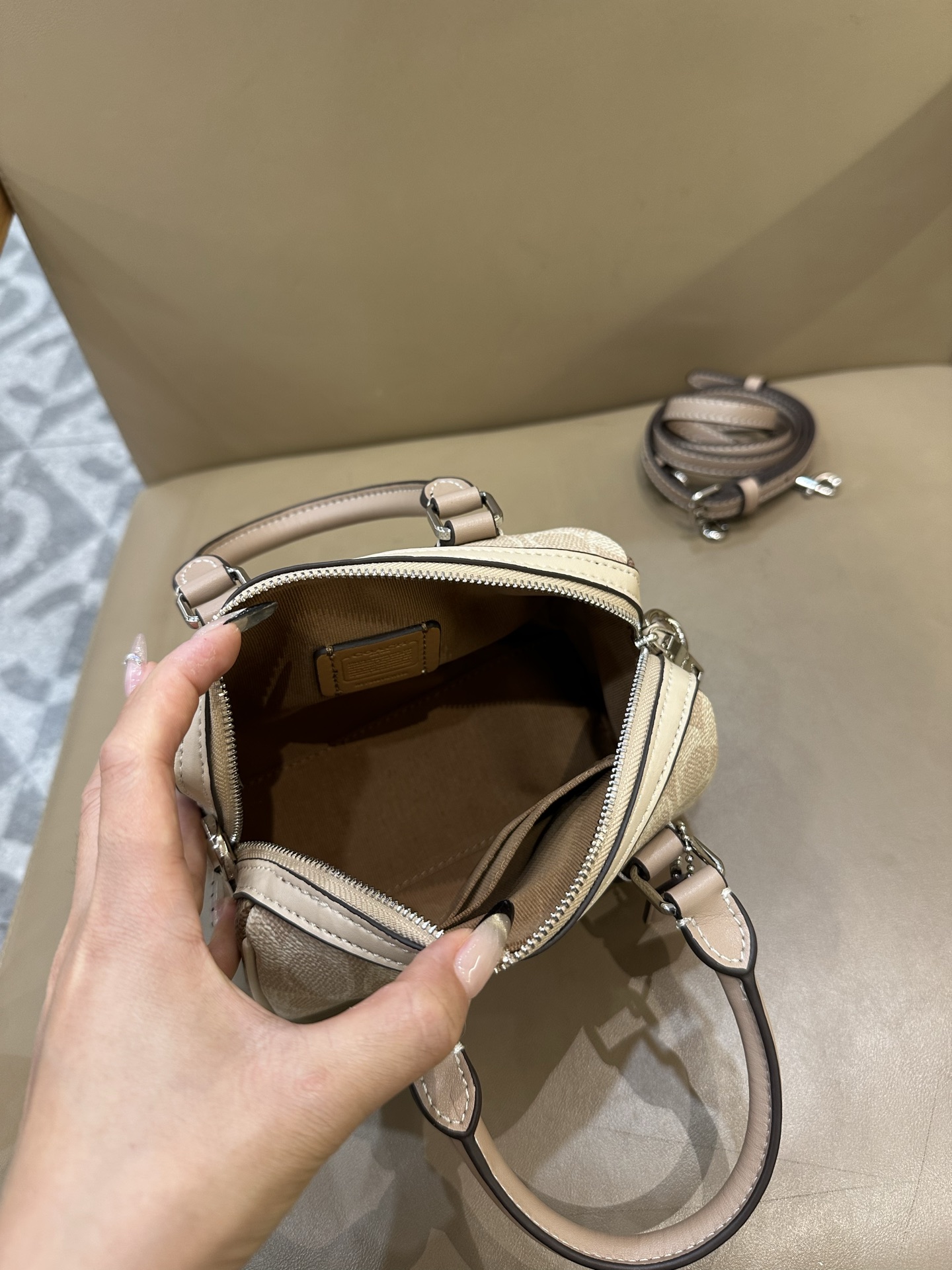 Coach Mini Boston Pillow Bag with Signature Pattern and Adjustable Strap 10 i1747806349797 5561 0 5