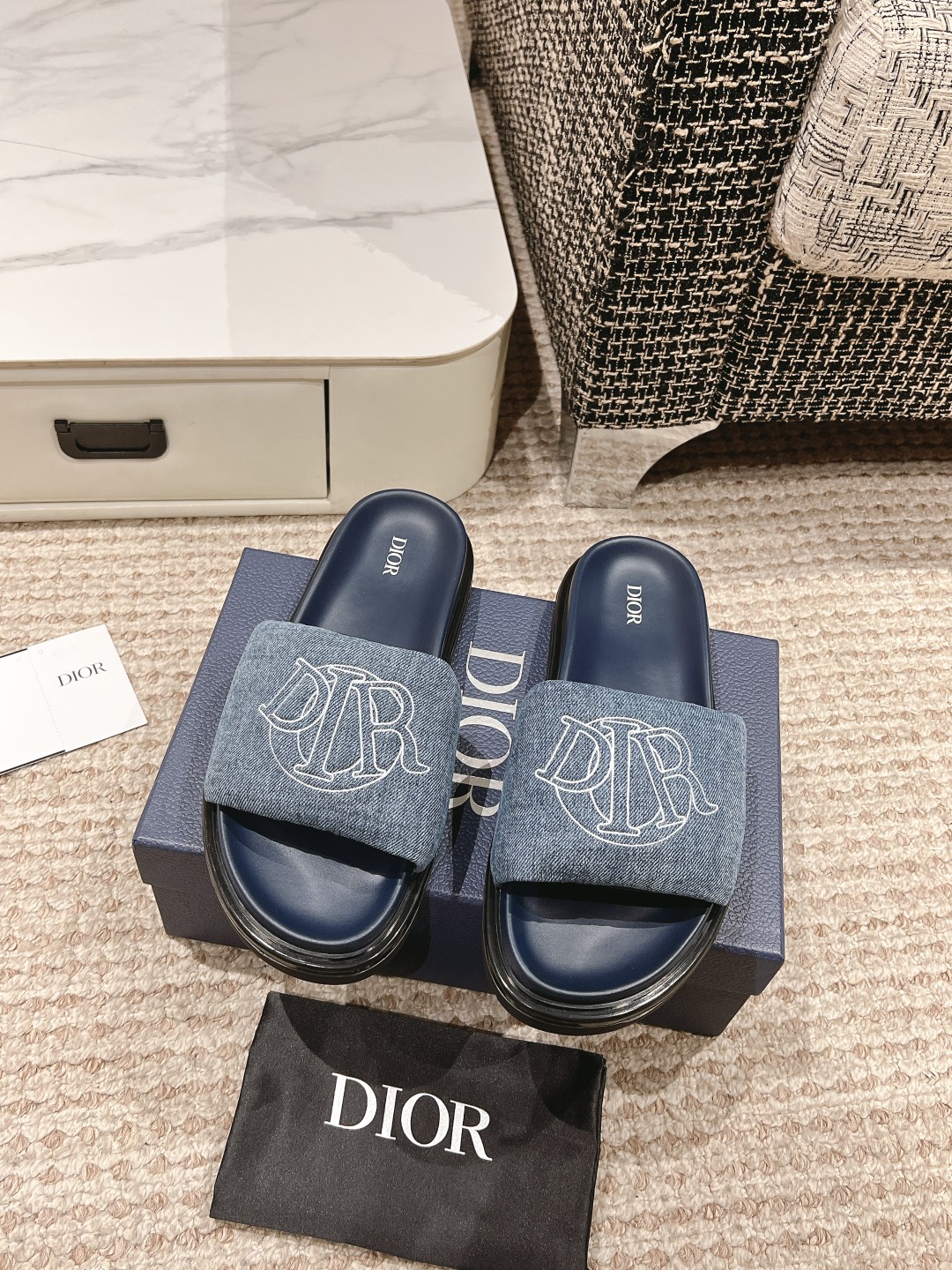 Dior Fashion
 Shoes Sandals Slippers Men Calfskin Cowhide Denim Rubber Summer Collection