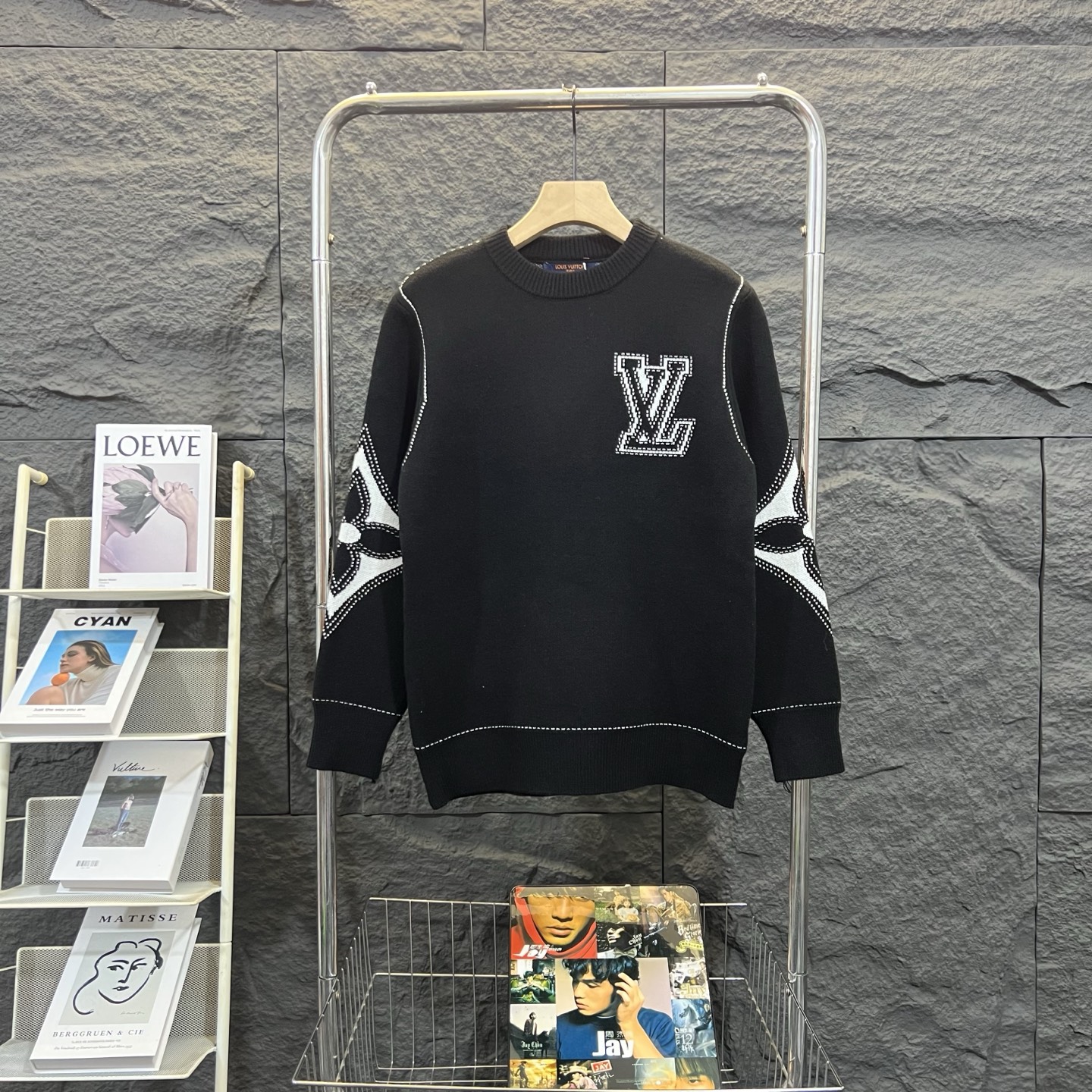 Louis Vuitton 22FW Jacquard Logo Knitted Sweater | Teddy Bear Texture