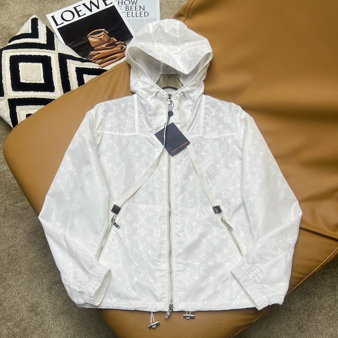 Louis Vuitton Clothing Coats & Jackets White Spring Collection Hooded Top