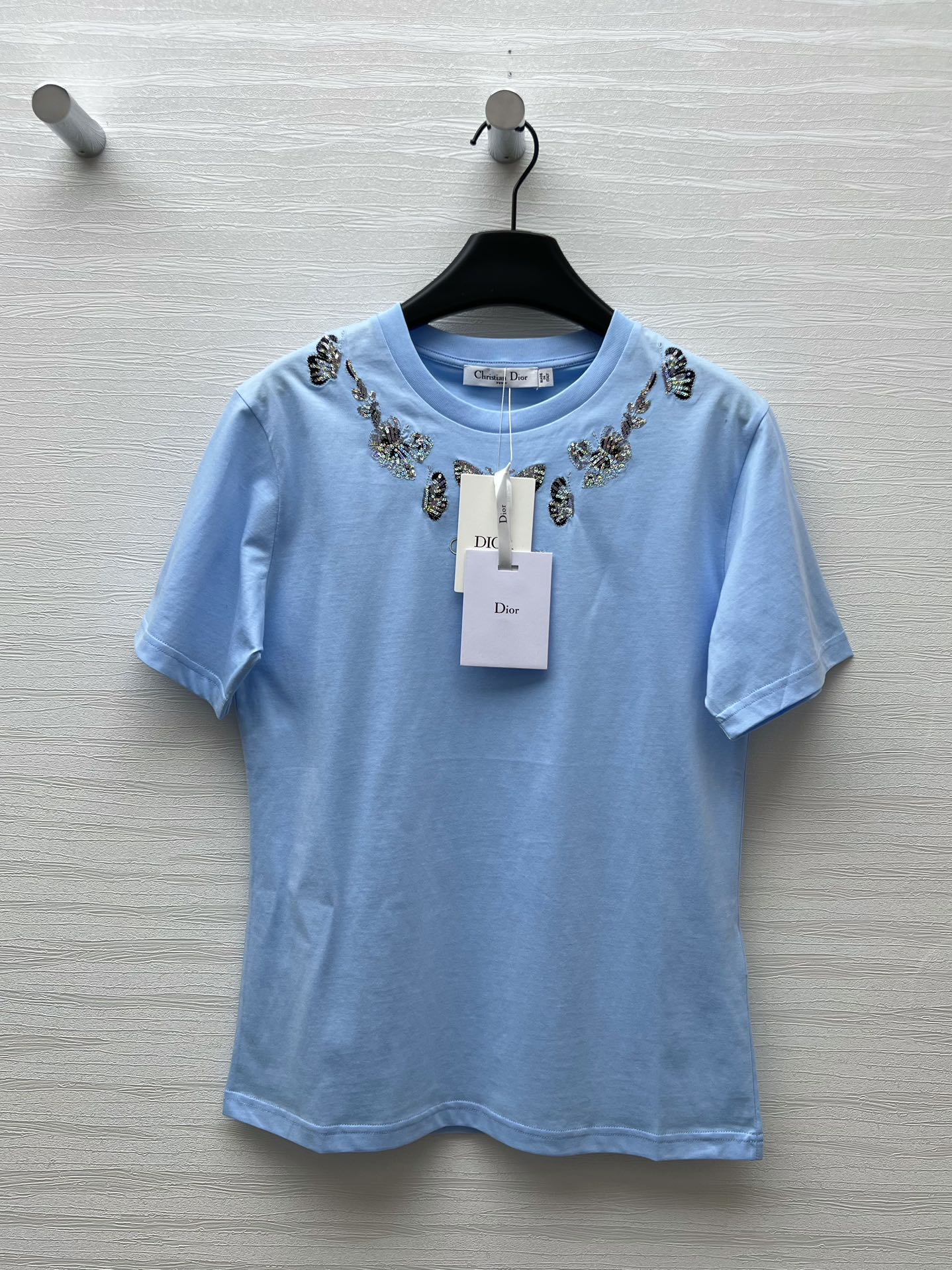 Dior Clothing T-Shirt Buy Cheap
 Embroidery Spring/Summer Collection Short Sleeve