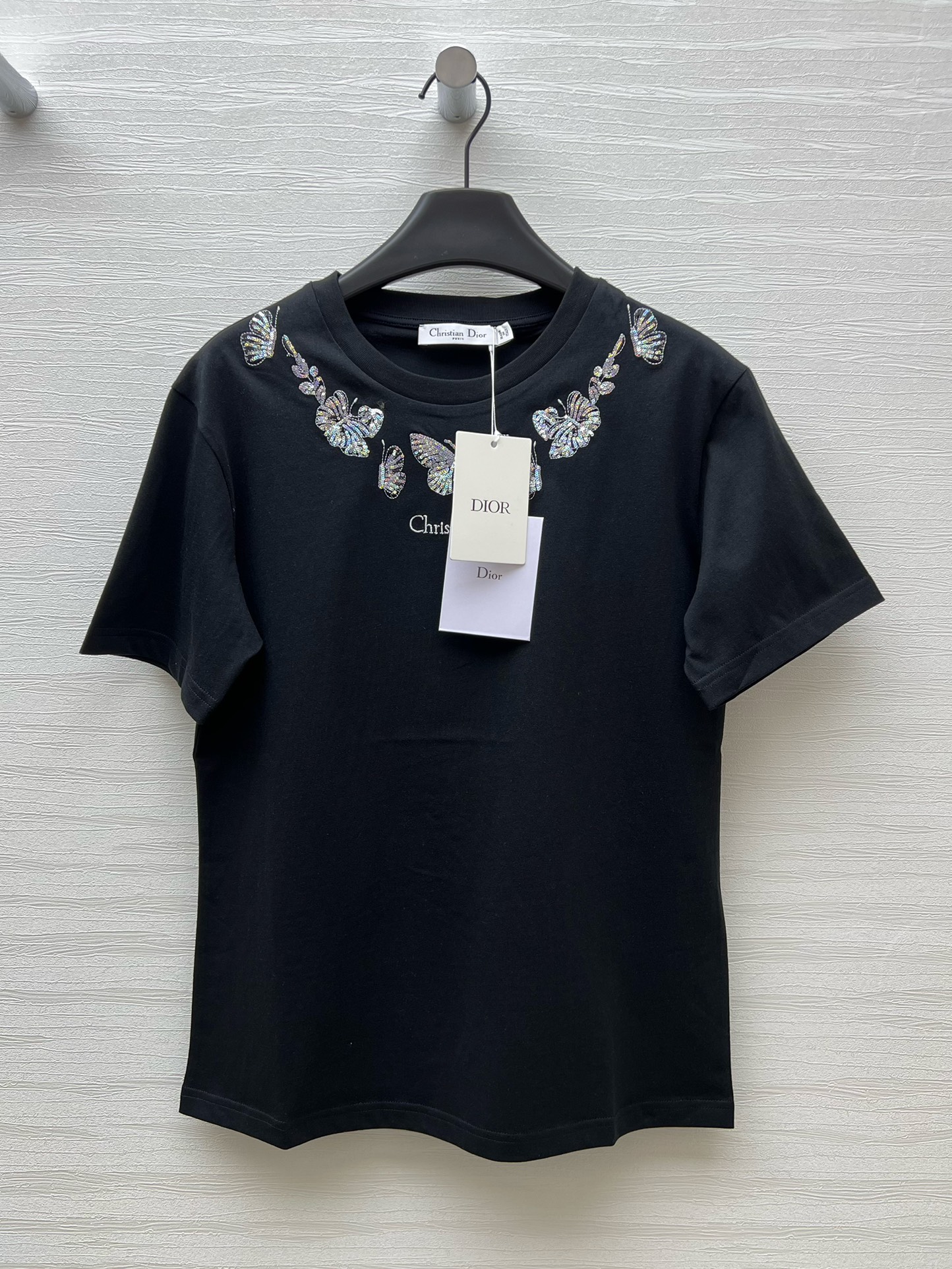 Dior Clothing T-Shirt Embroidery Spring/Summer Collection Short Sleeve