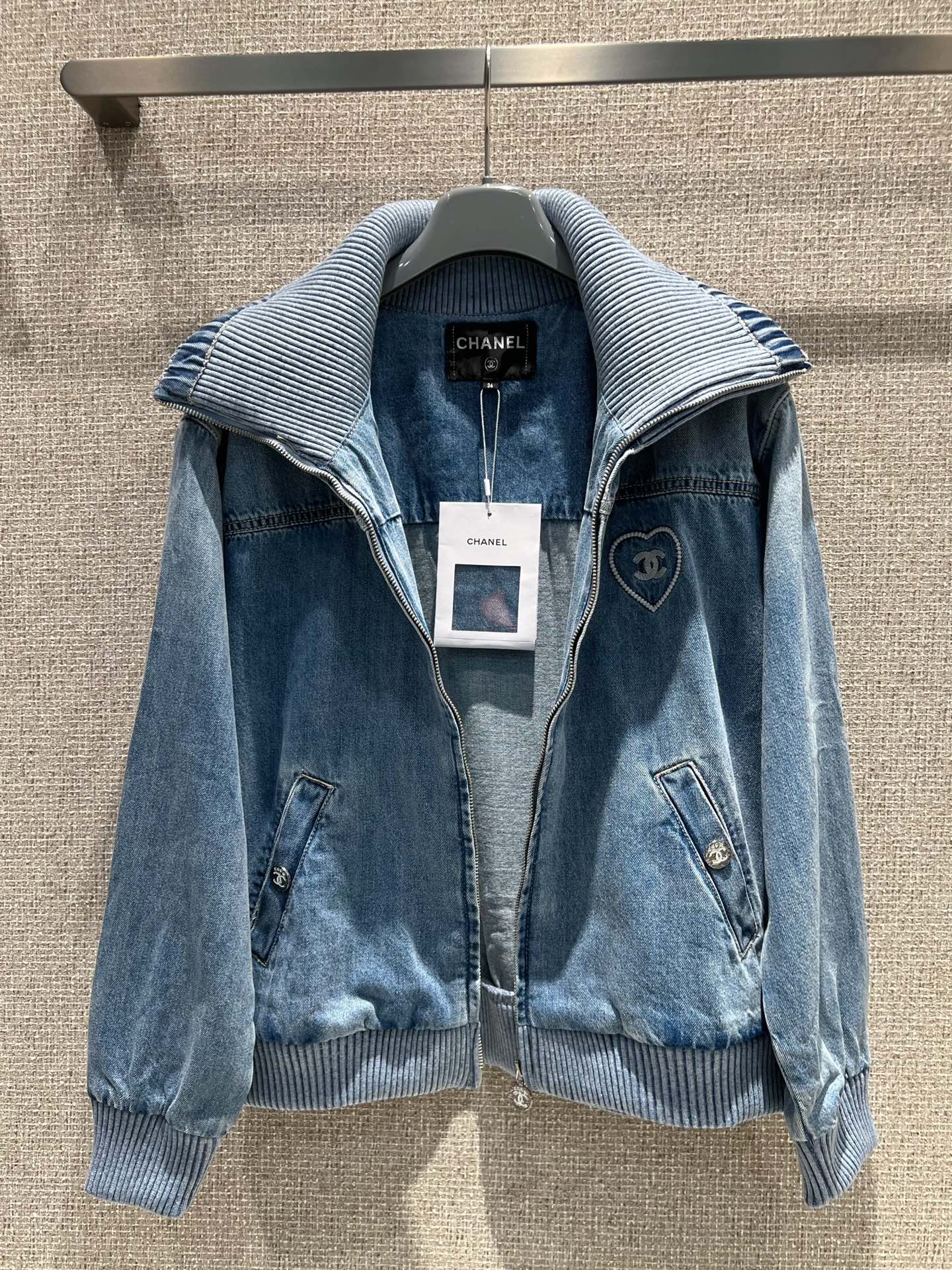 Chanel Coco Beach Denim Jacket with Heart Embroidery - Stylish & Versatile 4 i1750211043732 612 0 2