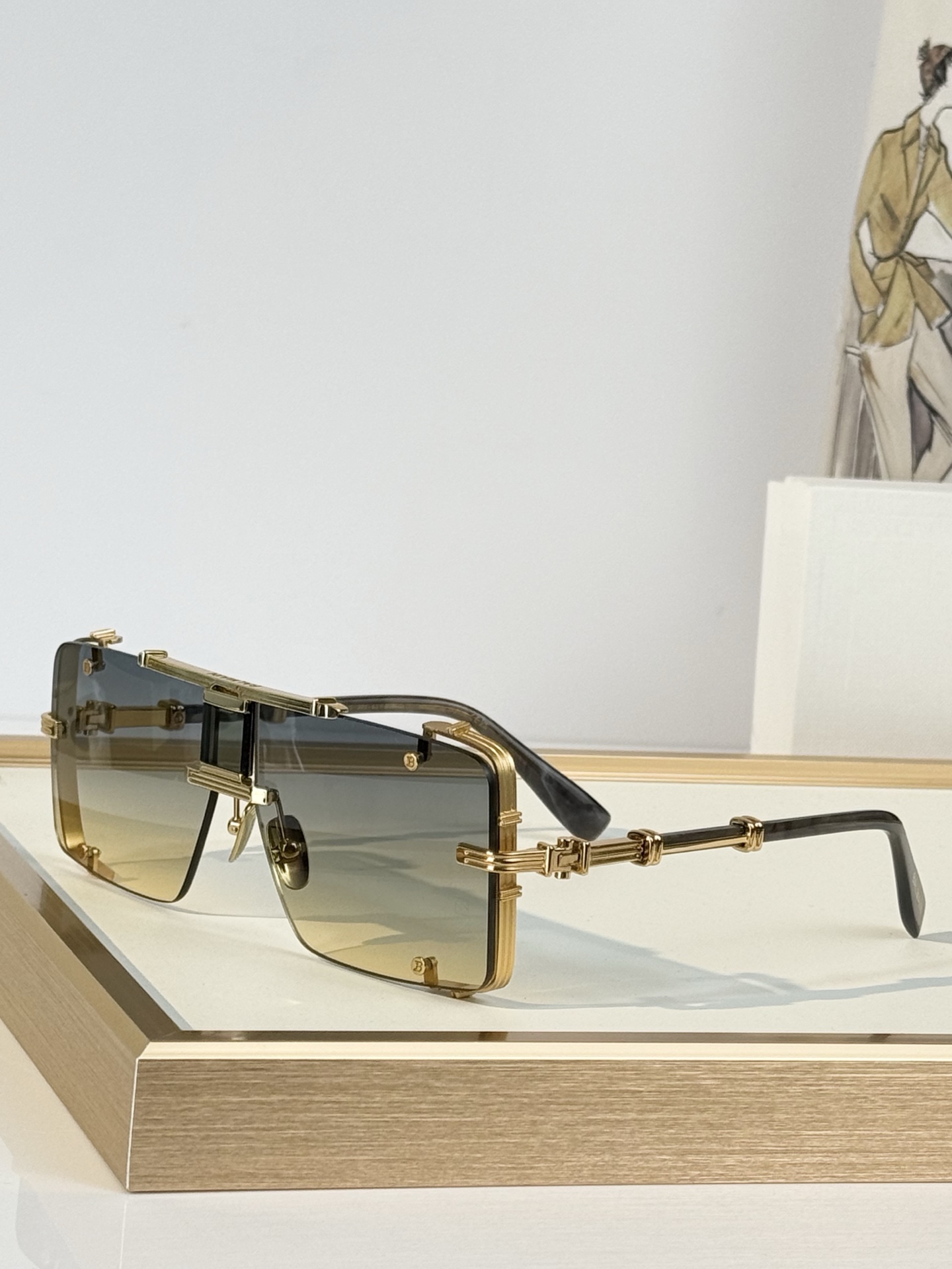 BALMAIN  MODEL：BPS-271-63//BLK- GLD SIZE：63口14-143 
