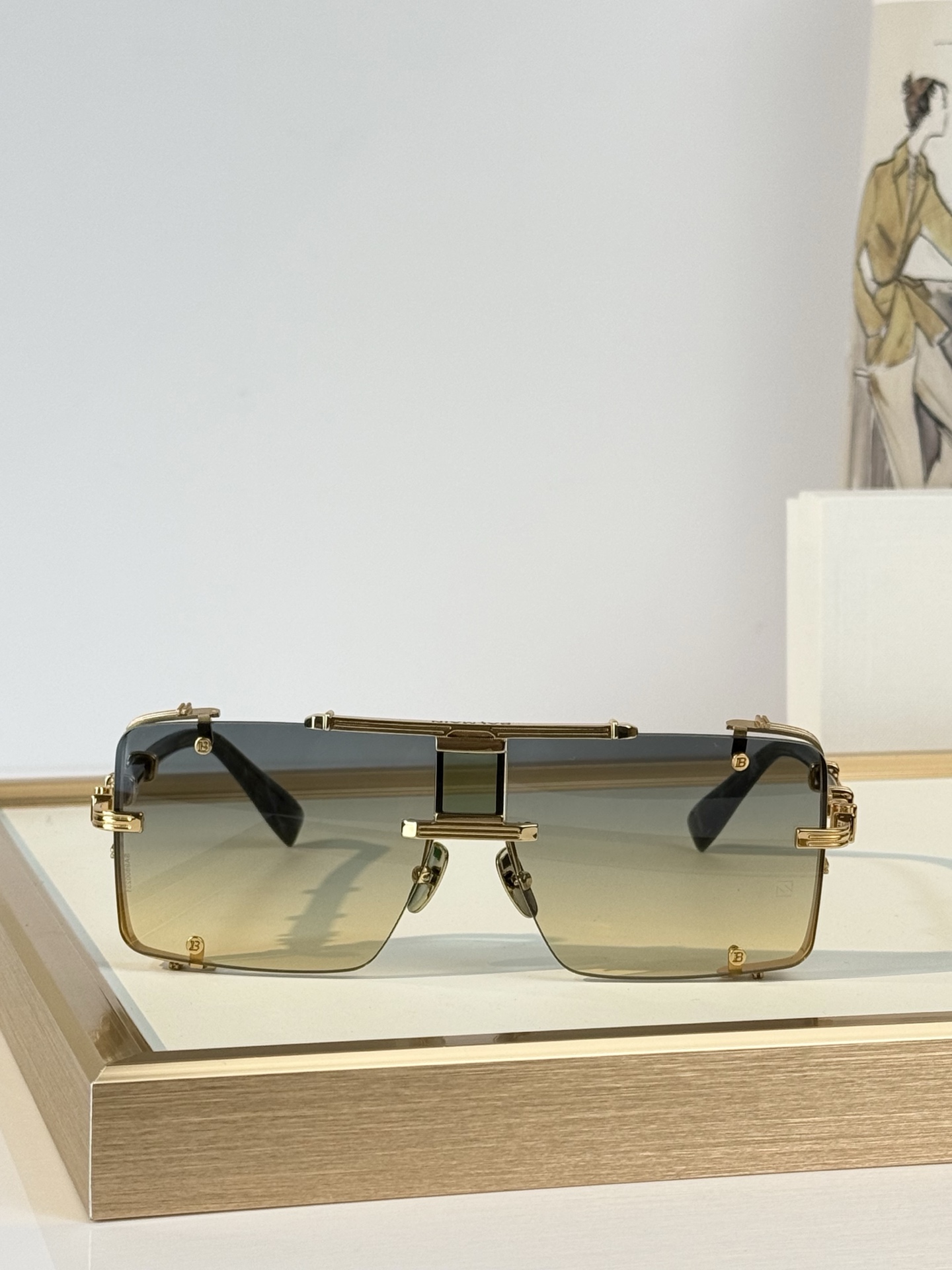 BALMAIN  MODEL：BPS-271-63//BLK- GLD SIZE：63口14-143 