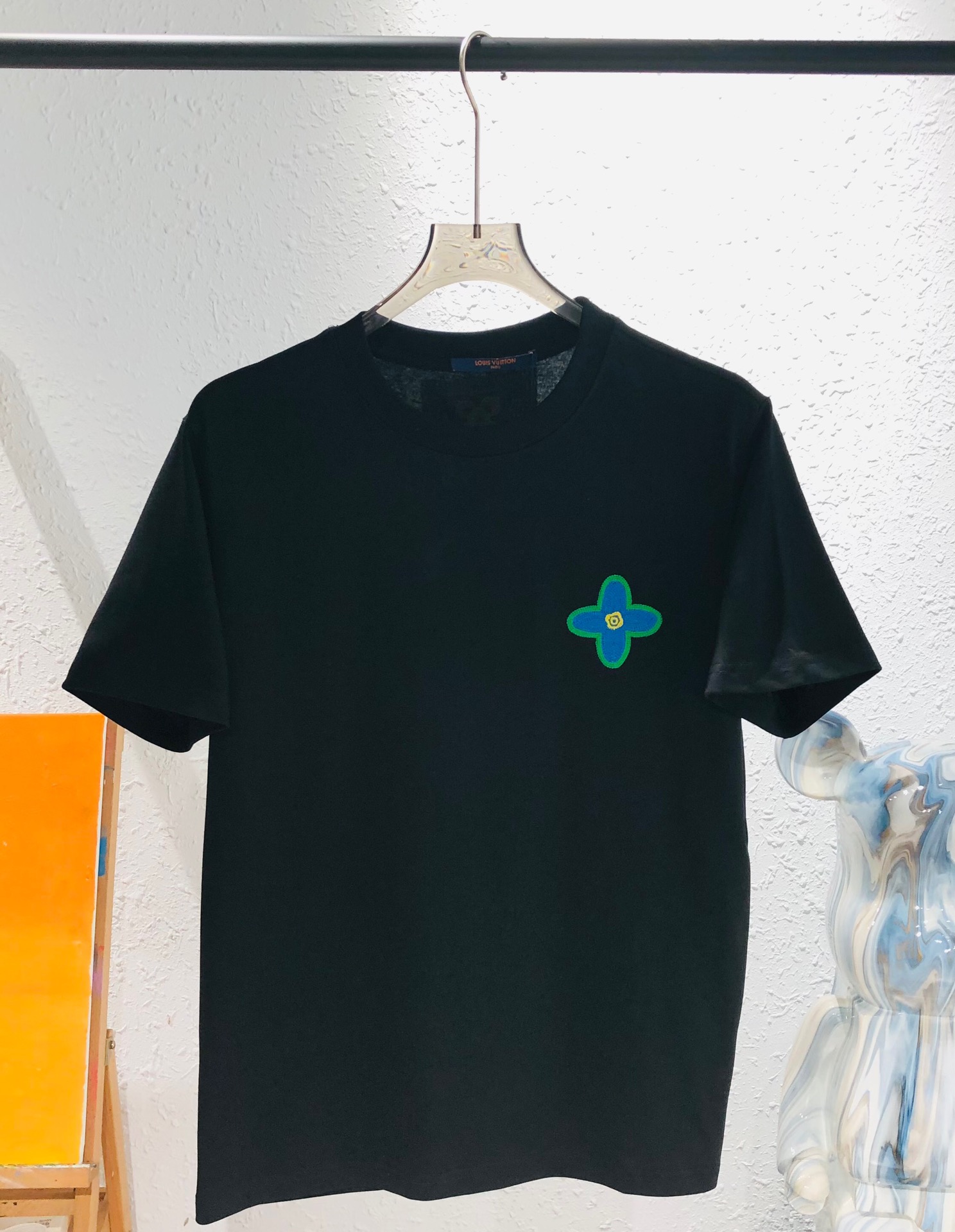 Louis Vuitton Kleding T-Shirt Zwart Wit Unisex Katoen Korte mouw