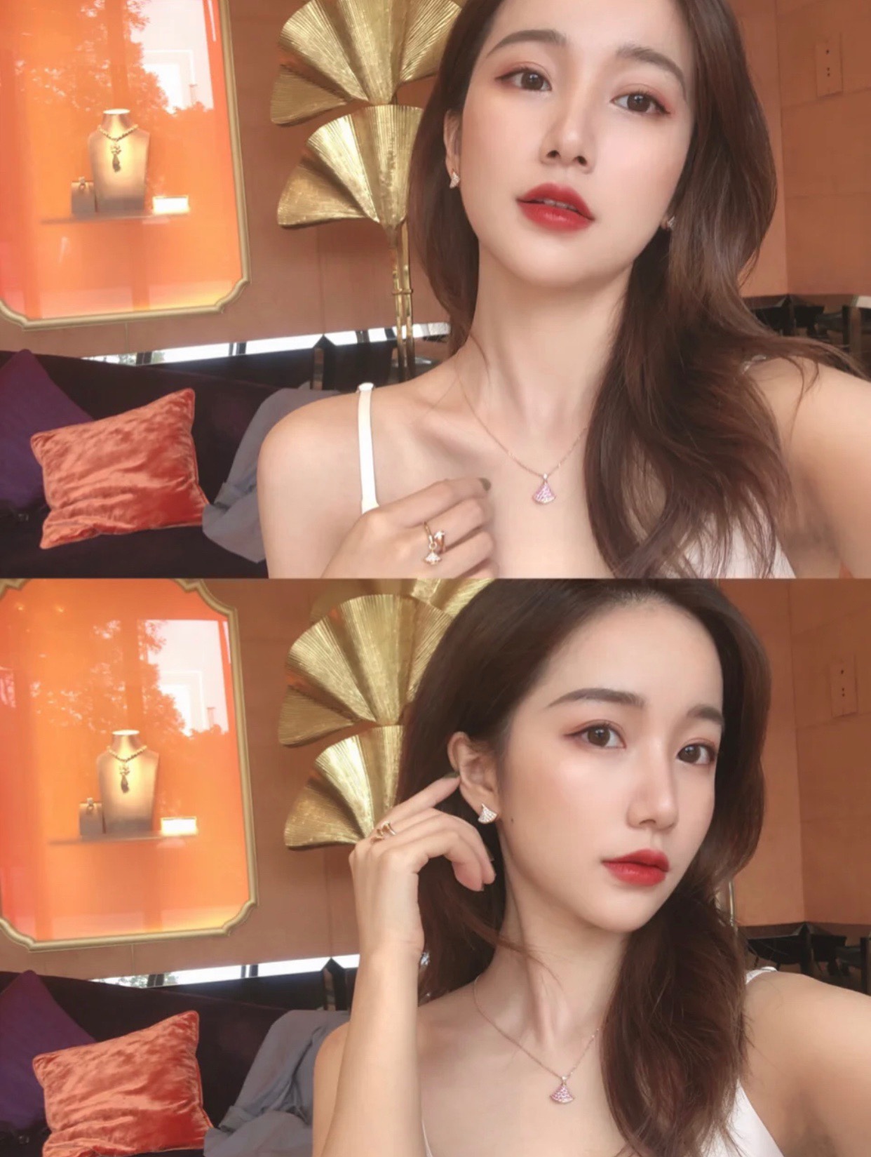 불가리 큐빅 장식 귀걸이 64394 이미지 2
