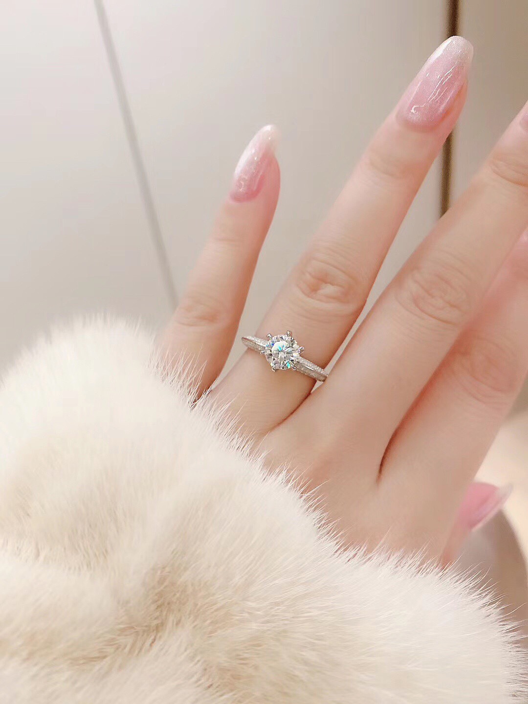 티파니 플래티넘 6 발톱 파베 다이아몬드 반지 71174 이미지 3