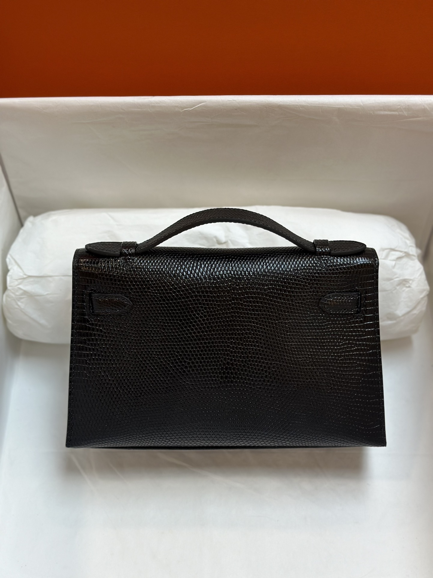Kelly mini一代22CM.  进口蜥蜴皮  黑色  现货  顶级手缝蜡线 凯莉 迷你 
