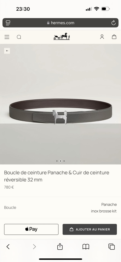 Hermès Panache Reversible Leather Belt 32mm, Top Choice for Men, Gray 1 Hermès Panache Reversible Leather Belt 32mm, Top Choice for Men, Gray