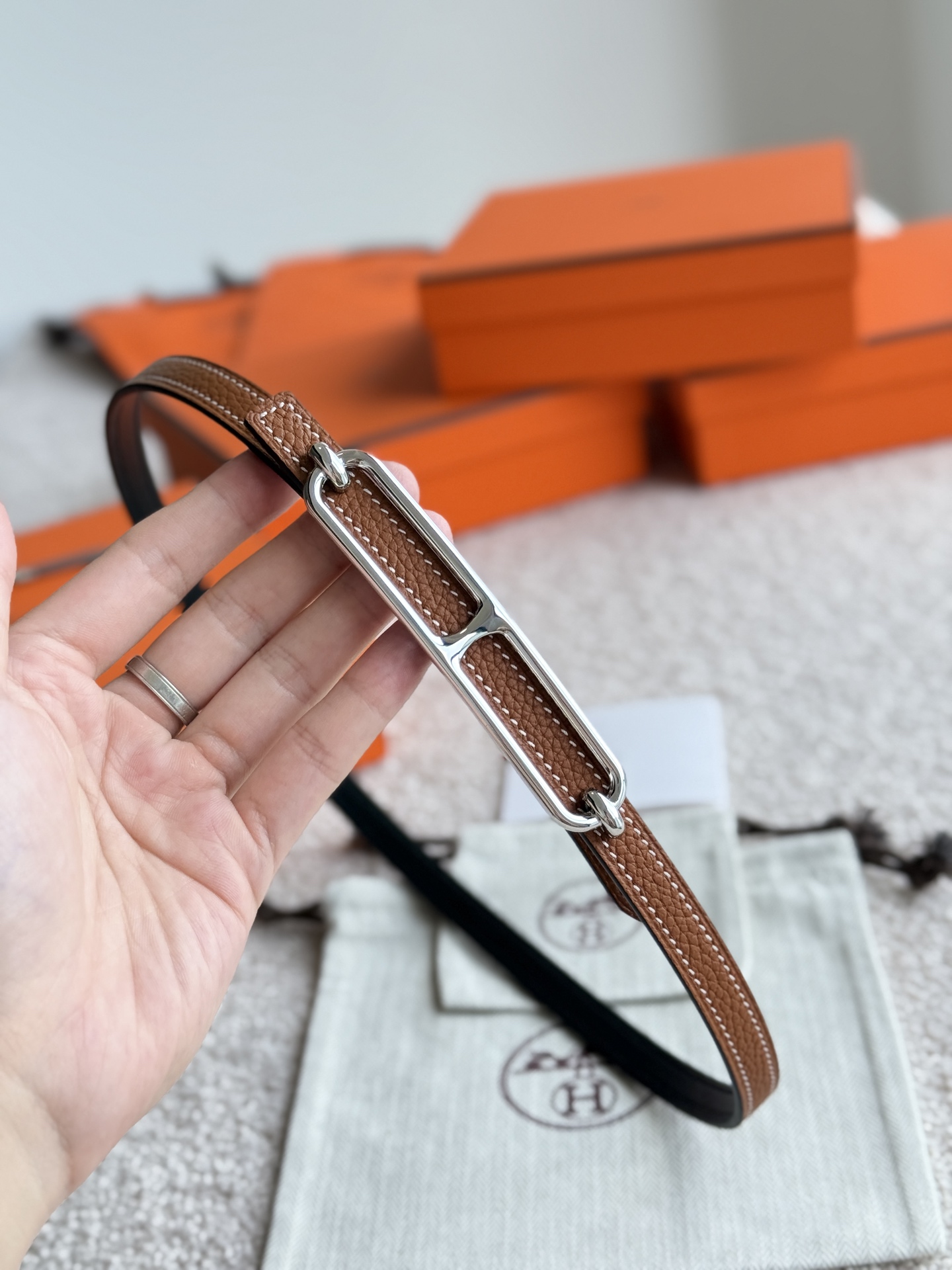 Hermes Roulis Togo Leather Belt with Buckle - 13mm Width 3 i1745284215661 9985 0 1