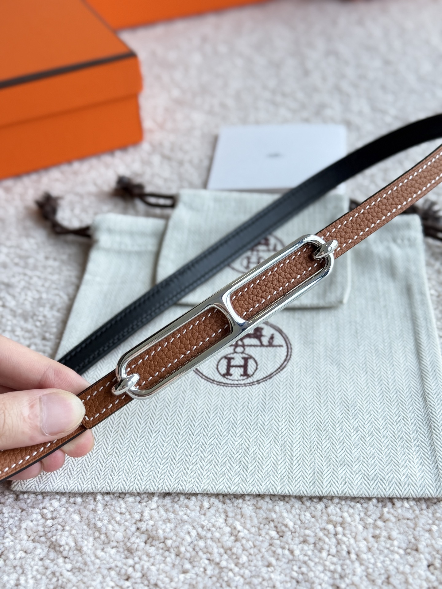 Hermes Roulis Togo Leather Belt with Buckle - 13mm Width 4 i1745284216379 1231 0 2