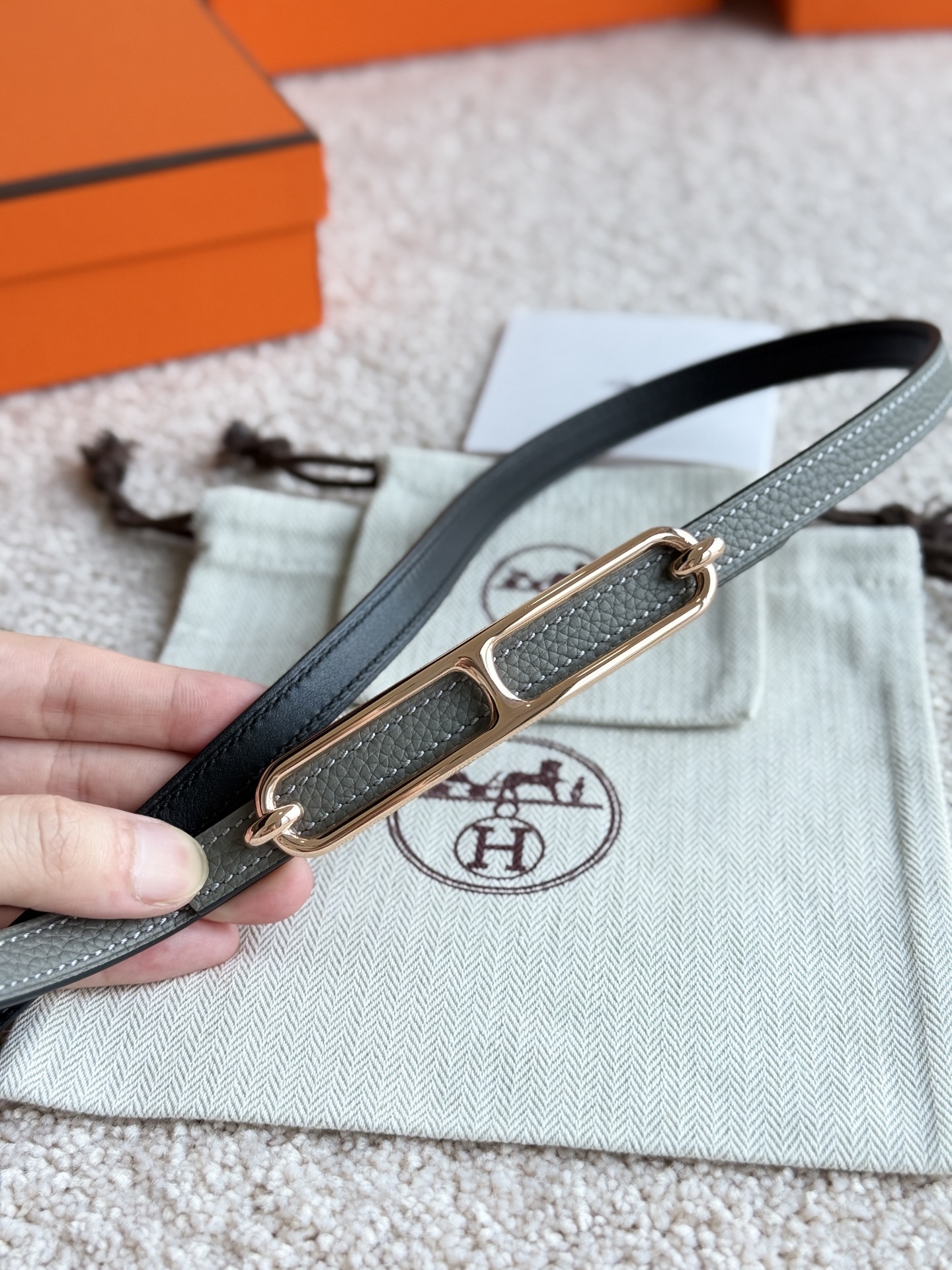 Hermes Roulis Togo Leather Belt with Gold Hardware, 13mm Width 4 i1745284227858 9095 0 3