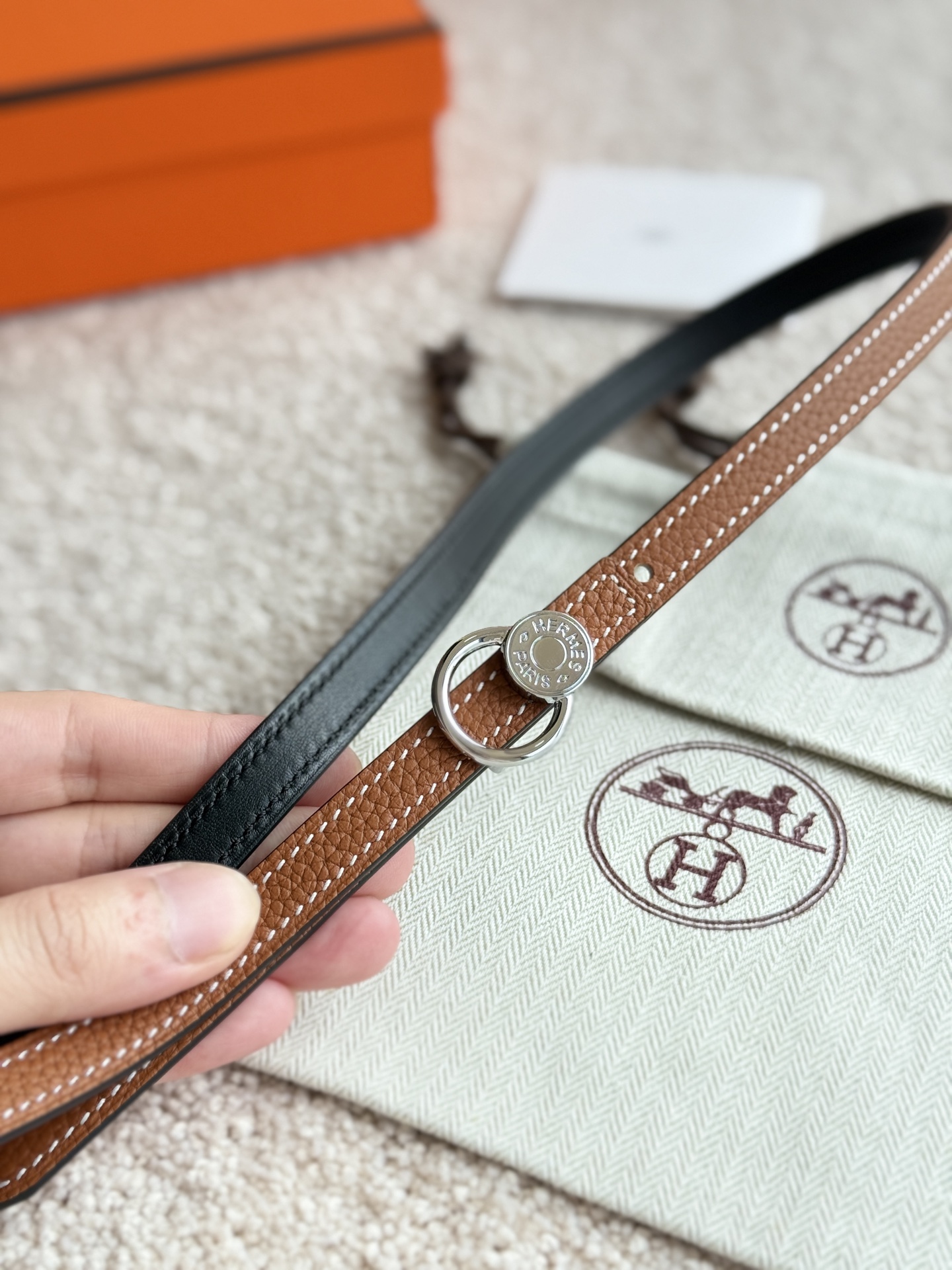 Hermes Women's Togo Leather Belt with Oscar Buckle - 13mm Width 2 i1745460567986 2421 0 1