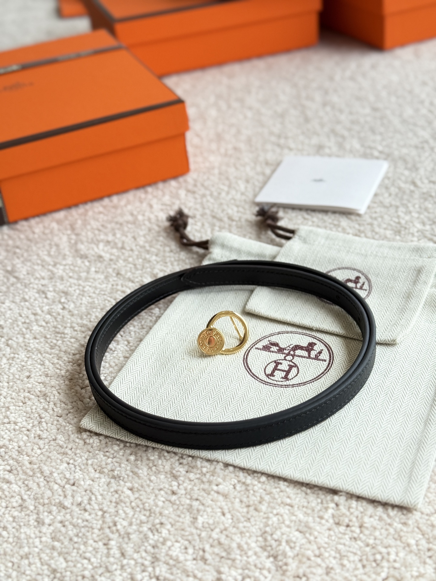 Hermes Women's Togo Leather Belt with Oscar Buckle, 13mm Width 6 i1745549592412 5974 0 5
