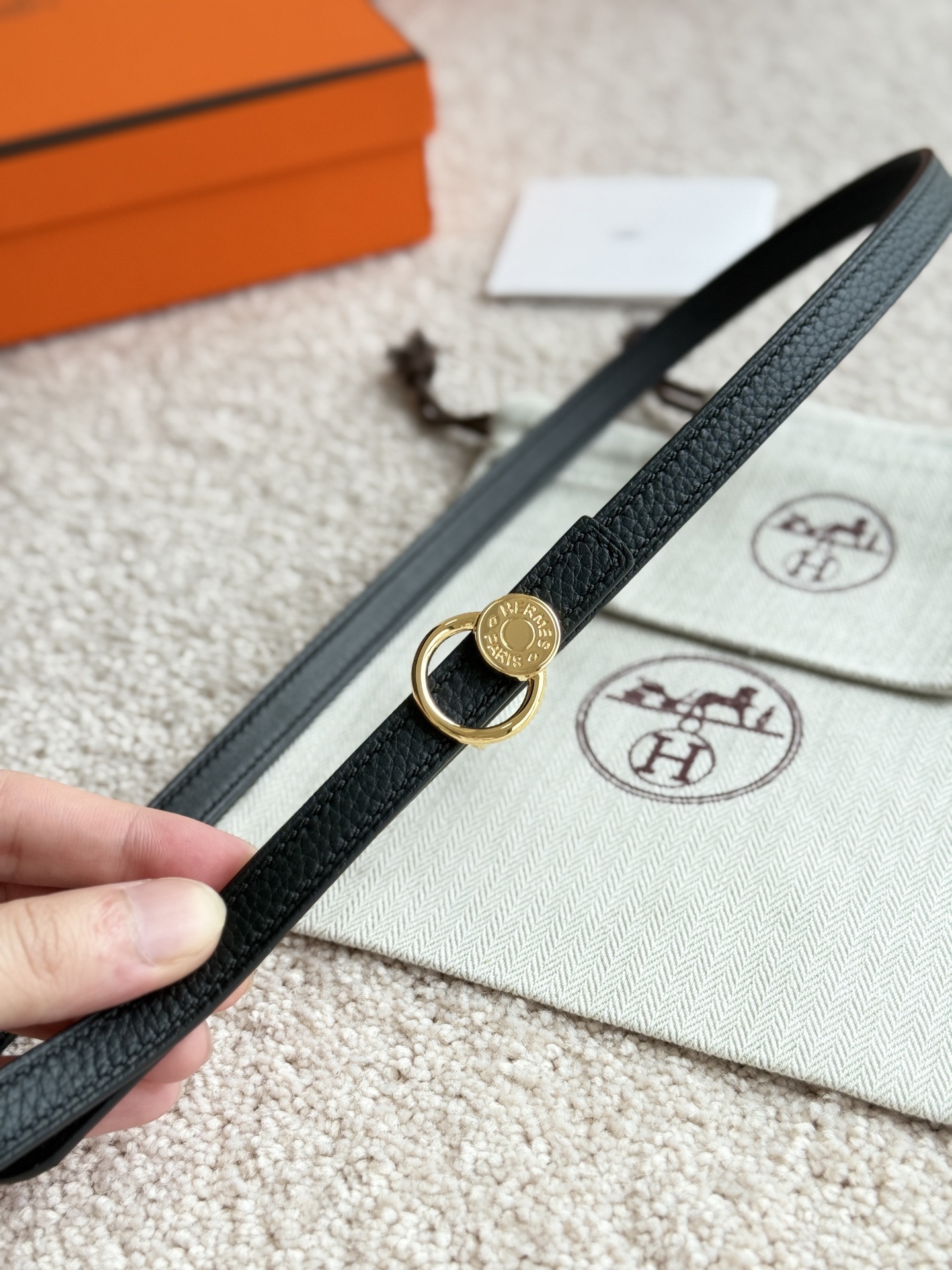 Hermes Women's Togo Leather Belt with Oscar Buckle, 13mm Width 2 i1745549595126 8988 0 1