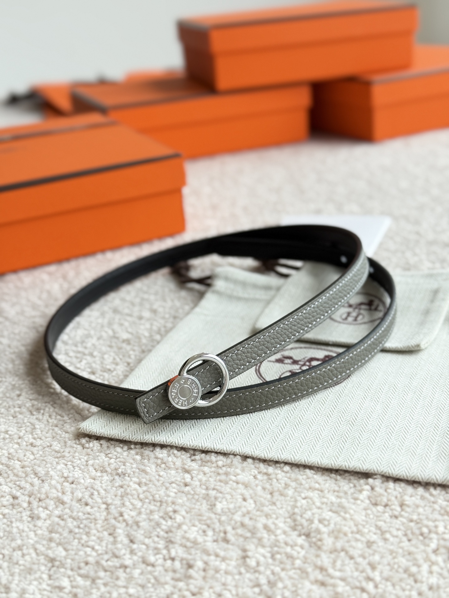 Hermes Women's Togo Leather Belt with Oscar Buckle, 13mm Width 2 i1745549602456 19 0 0