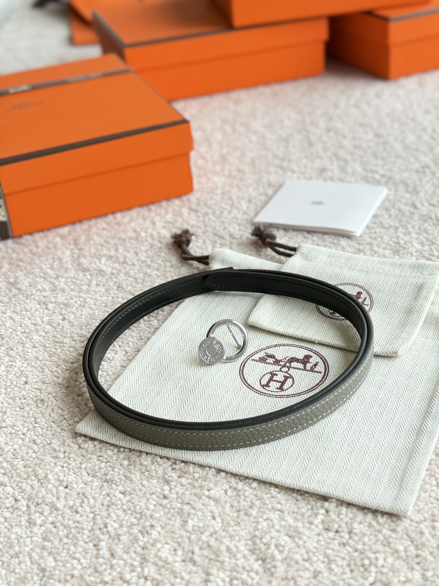 Hermes Women's Togo Leather Belt with Oscar Buckle, 13mm Width 7 i1745549602517 1948 0 5