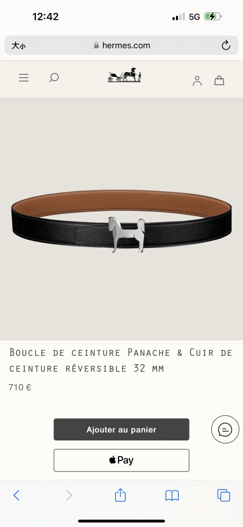 Hermès Panache Reversible Belt 32 mm - Togo Leather & Silver Buckle 1 Hermès Panache Reversible Belt 32 mm - Togo Leather & Silver Buckle