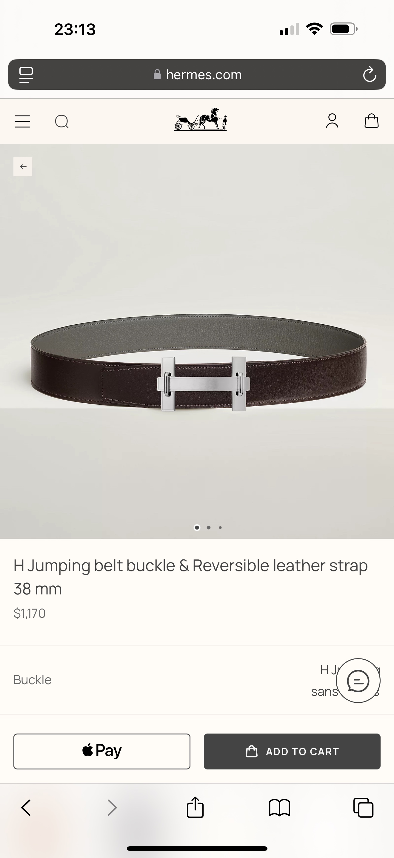  H JumPing 精品五金 搭配进口（積雨雲灰）togo皮 宽度38MM 以其精湛工艺高品质材料和经