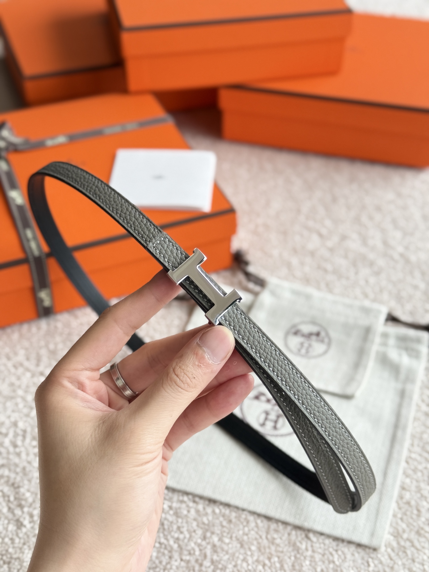 Hermes Mini Constance Belt, Togo Leather, Silver Hardware, 13mm Width 4 i1746593406788 2919 0 2
