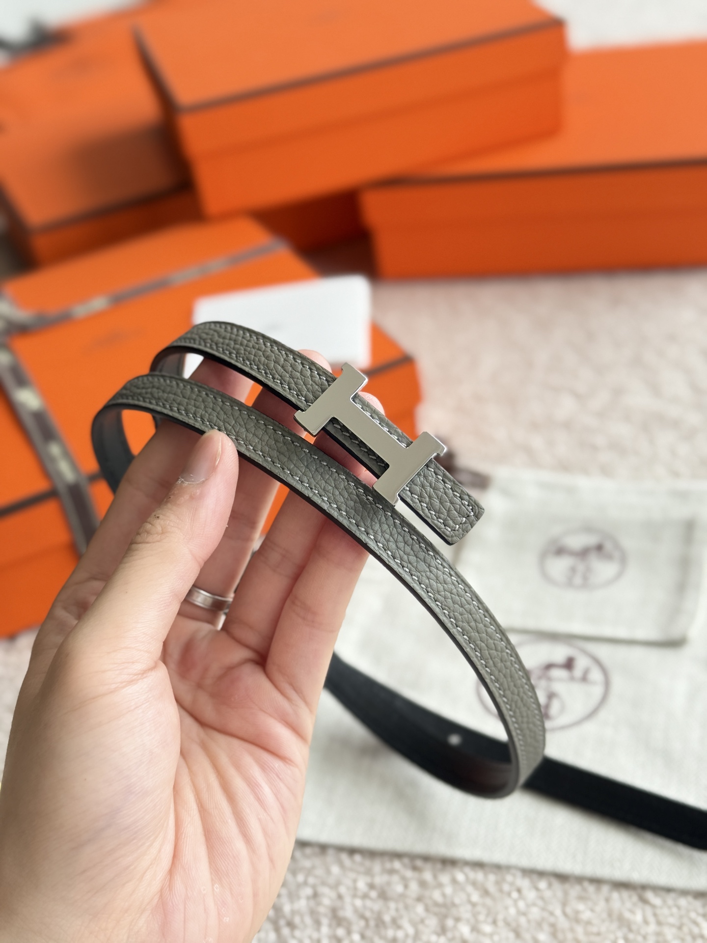 Hermes Mini Constance Belt, Togo Leather, Silver Hardware, 13mm Width 7 i1746593406788 4261 0 5