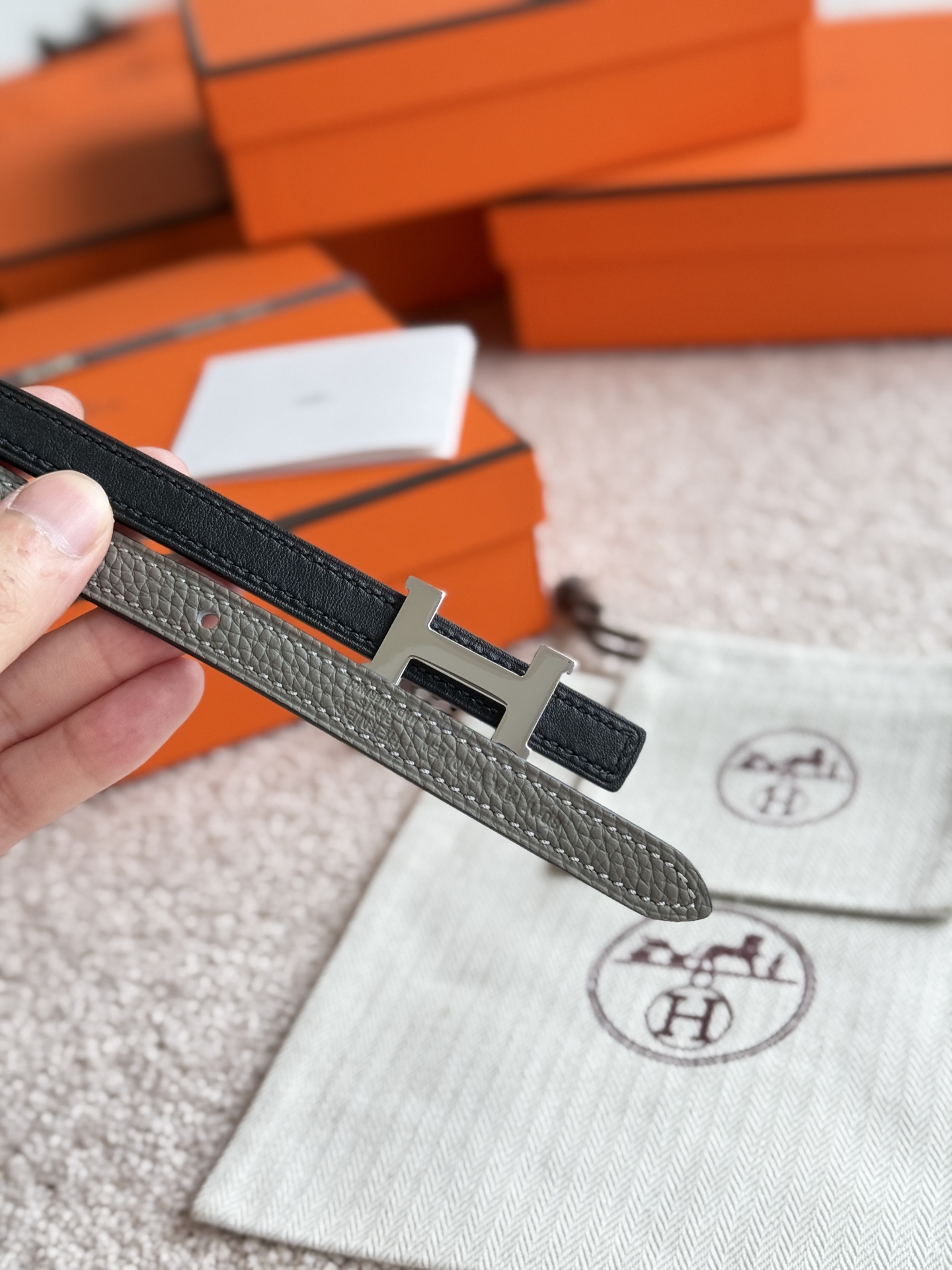 Hermes Mini Constance Belt, Togo Leather, Silver Hardware, 13mm Width 5 i1746593408655 4637 0 3