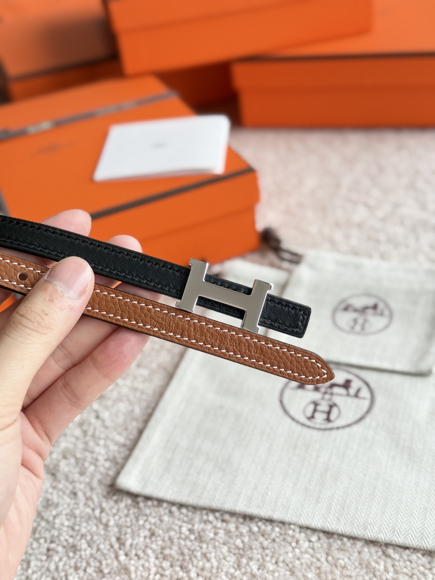 Hermes Women's Mini Constance Belt, Togo Leather, Silver Hardware, 13mm Width 5 i1746593527127 4454 0 4