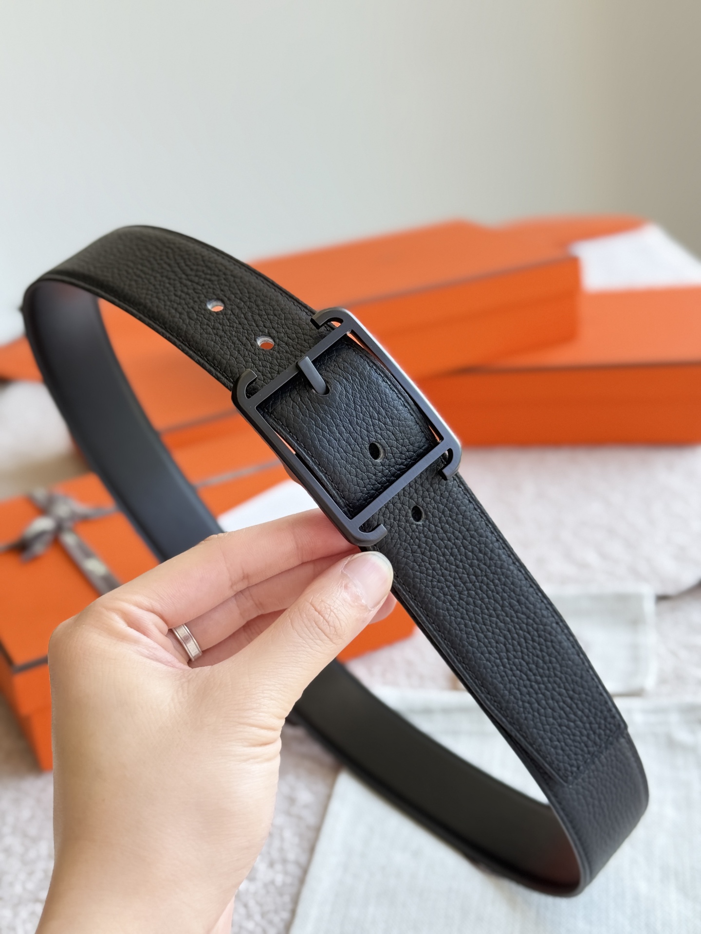 [Hermès Belts]Hermès 3.8 wide customized pure raw parts material high-quality