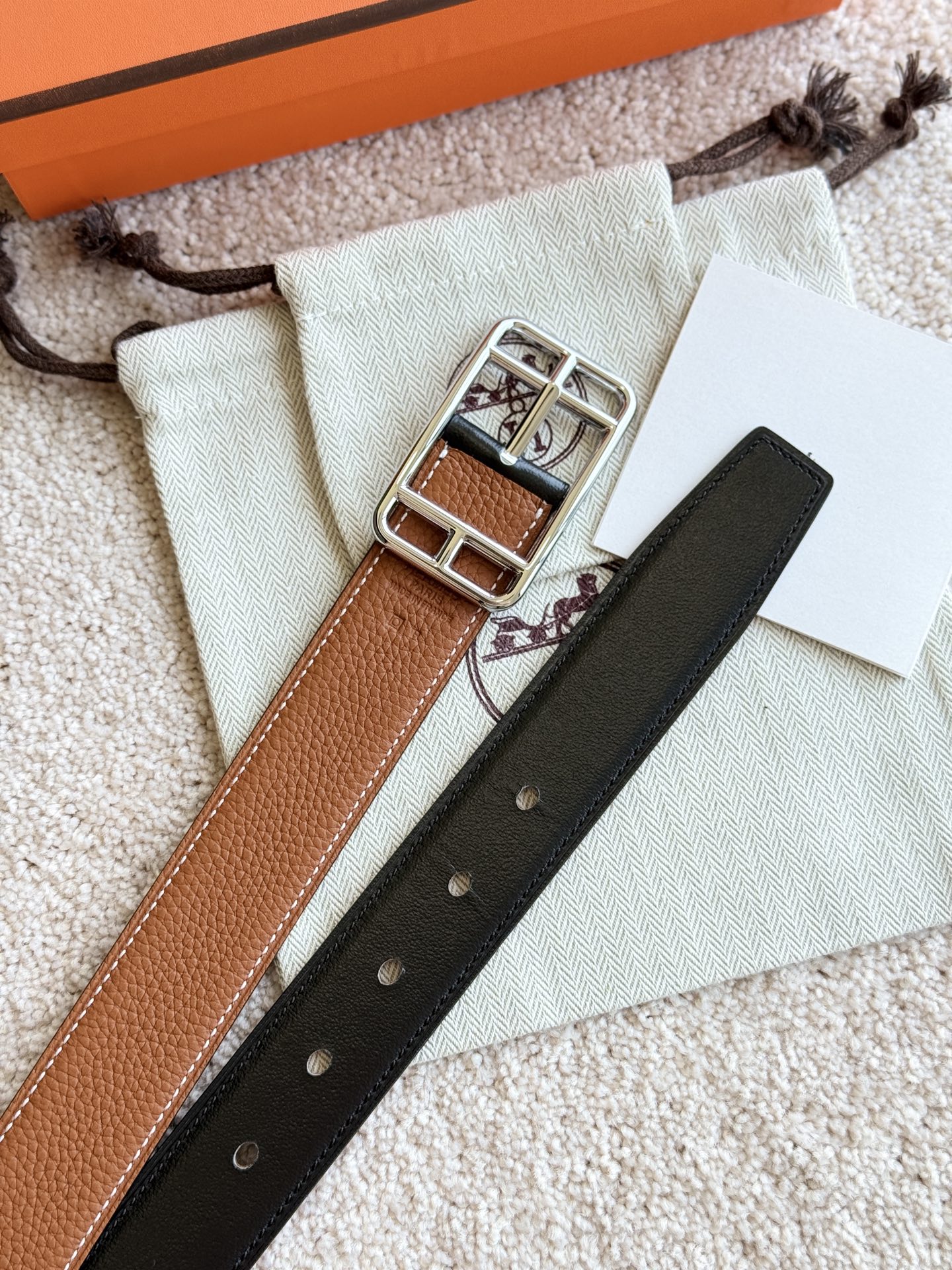 P HERMES（爱马仕）CAPE COD REVERSIBLE 32MM BELT 官网同步 顶级原单