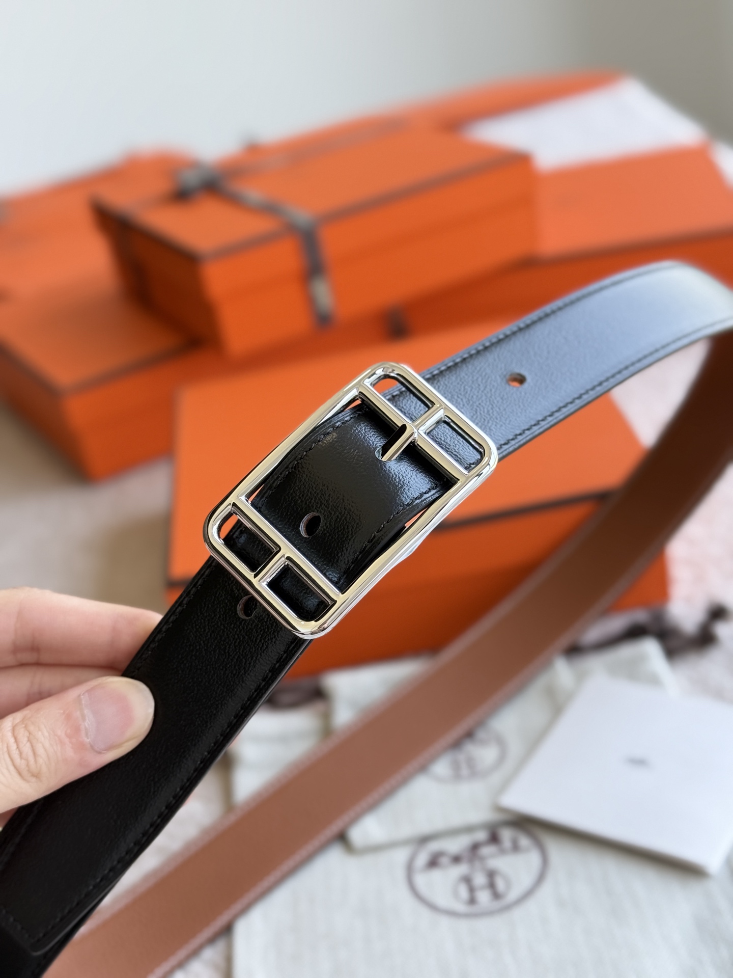 P HERMES（爱马仕）CAPE COD REVERSIBLE 32MM BELT 官网同步 顶级原单