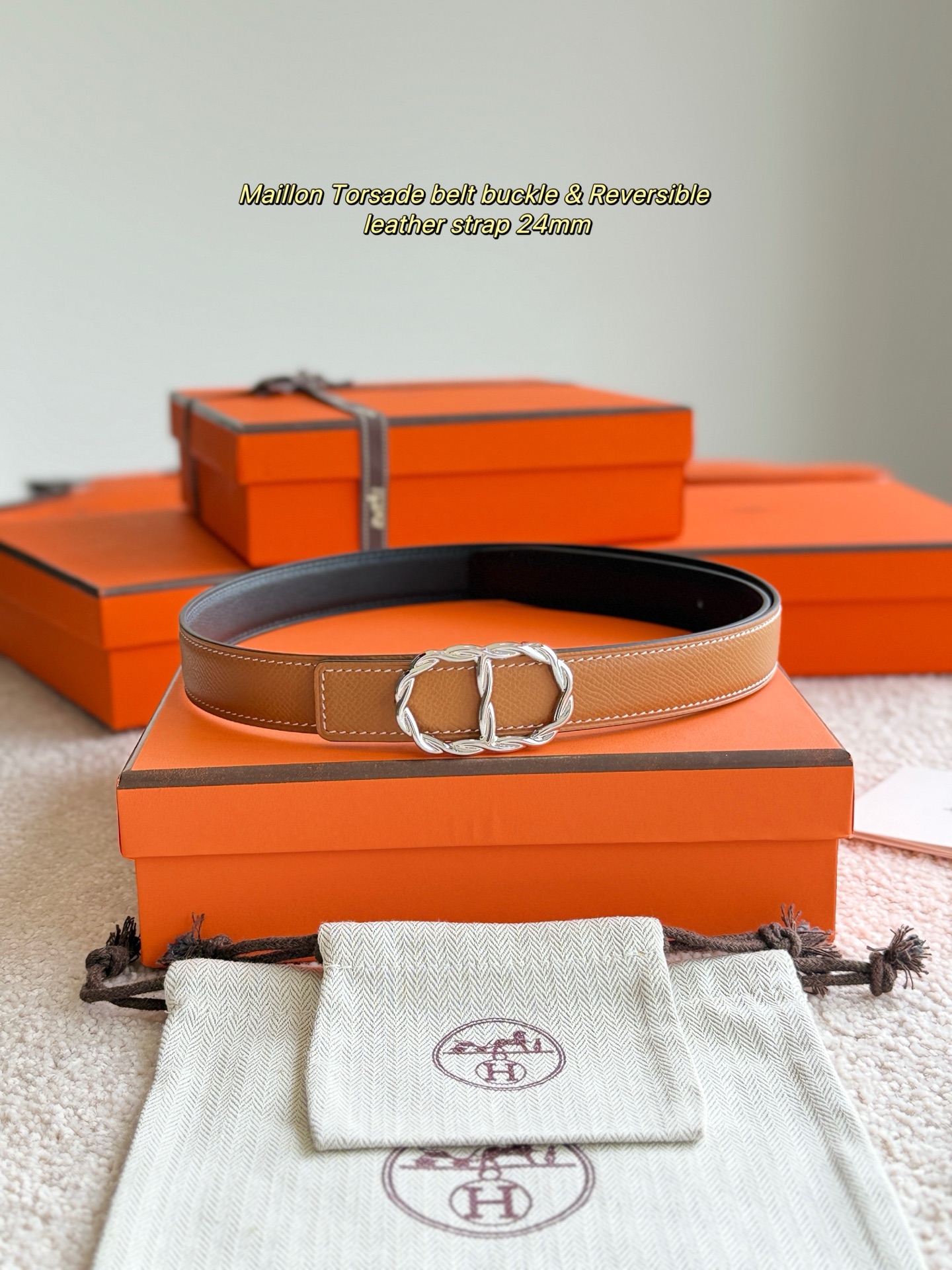Hermès Women's Reversible Leather Belt with Maillon Torsade Buckle, 24mm 3 i1747971489320 8172 0 0