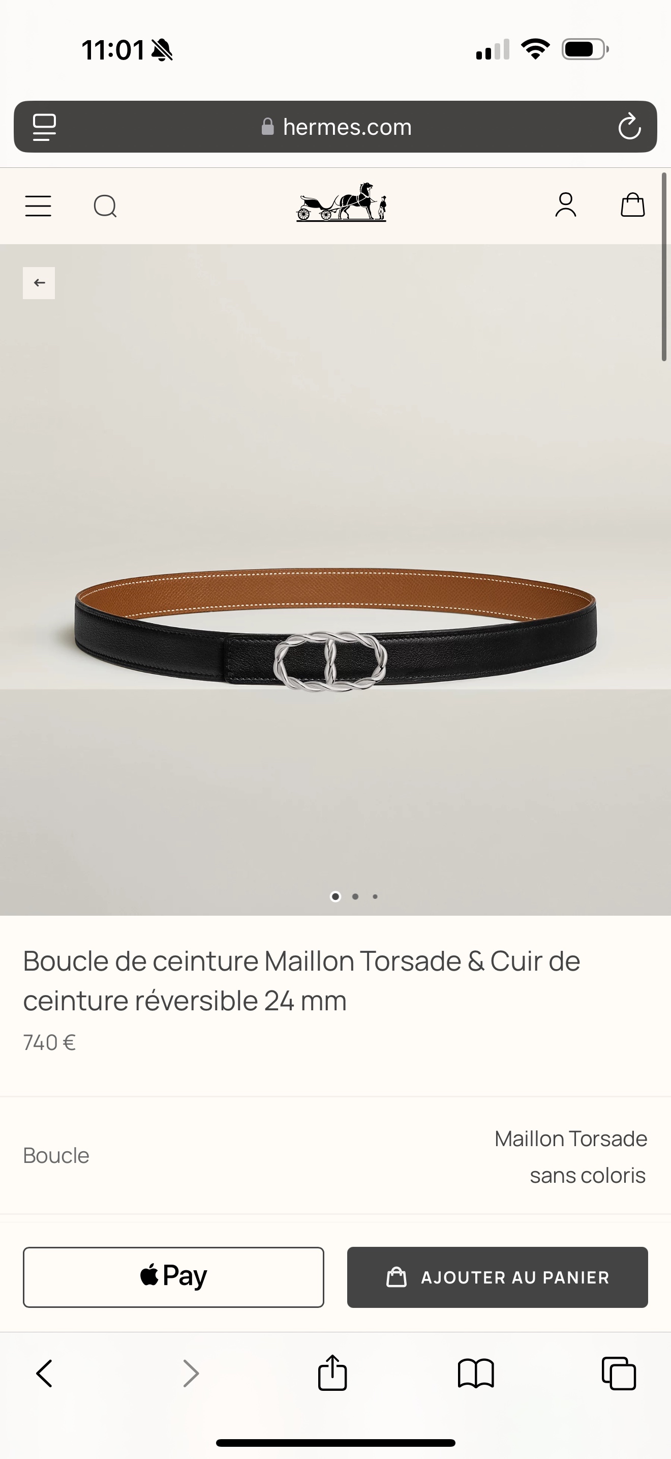 Hermès Women's Reversible Leather Belt with Maillon Torsade Buckle, 24mm 1 i1747971494306 6605 0 3