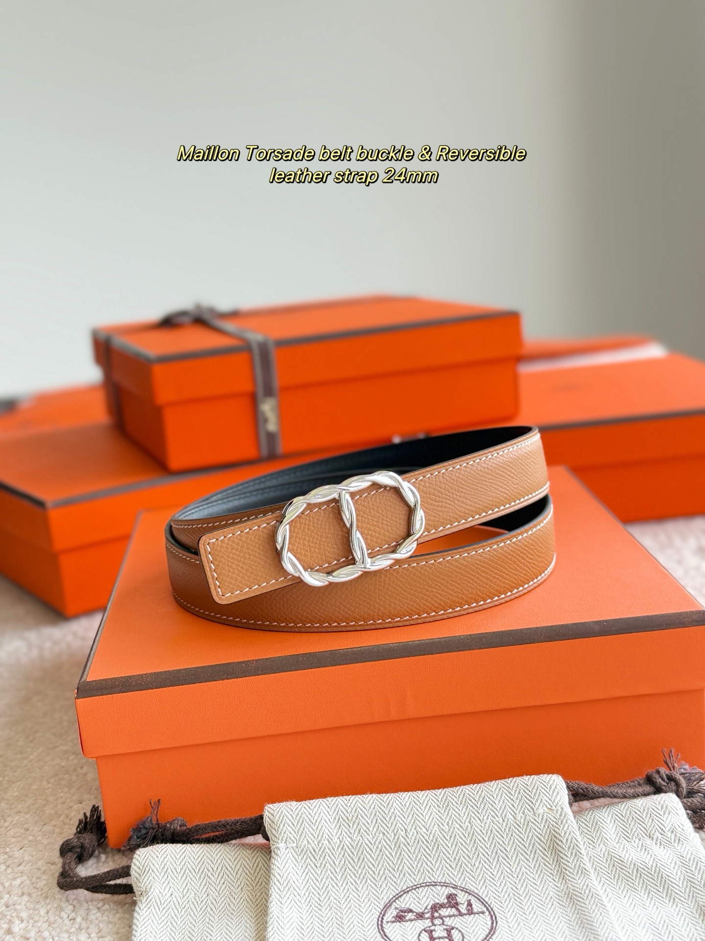 Hermès Women's Reversible Leather Belt with Maillon Torsade Buckle, 24mm 4 i1747971494353 3083 0 1