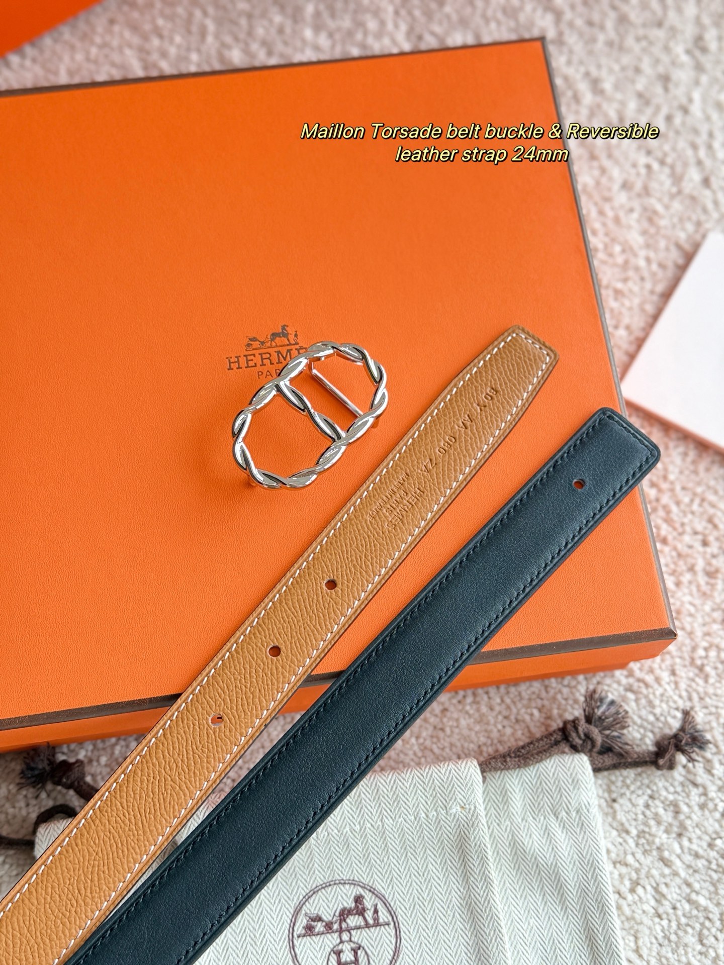 Hermès Women's Reversible Leather Belt with Maillon Torsade Buckle, 24mm 5 i1747971494365 7600 0 2