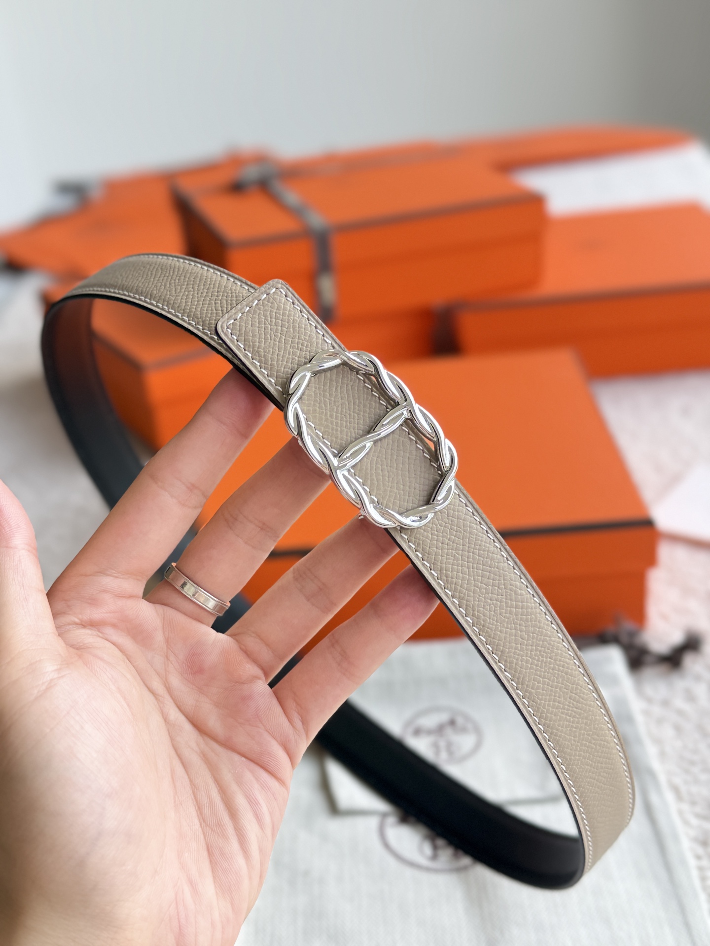 Hermes Women's Leather Belt with Maillon Buckle, 24MM - Epsom Leather, Elegant Design 8 i1747971701944 5786 0 4