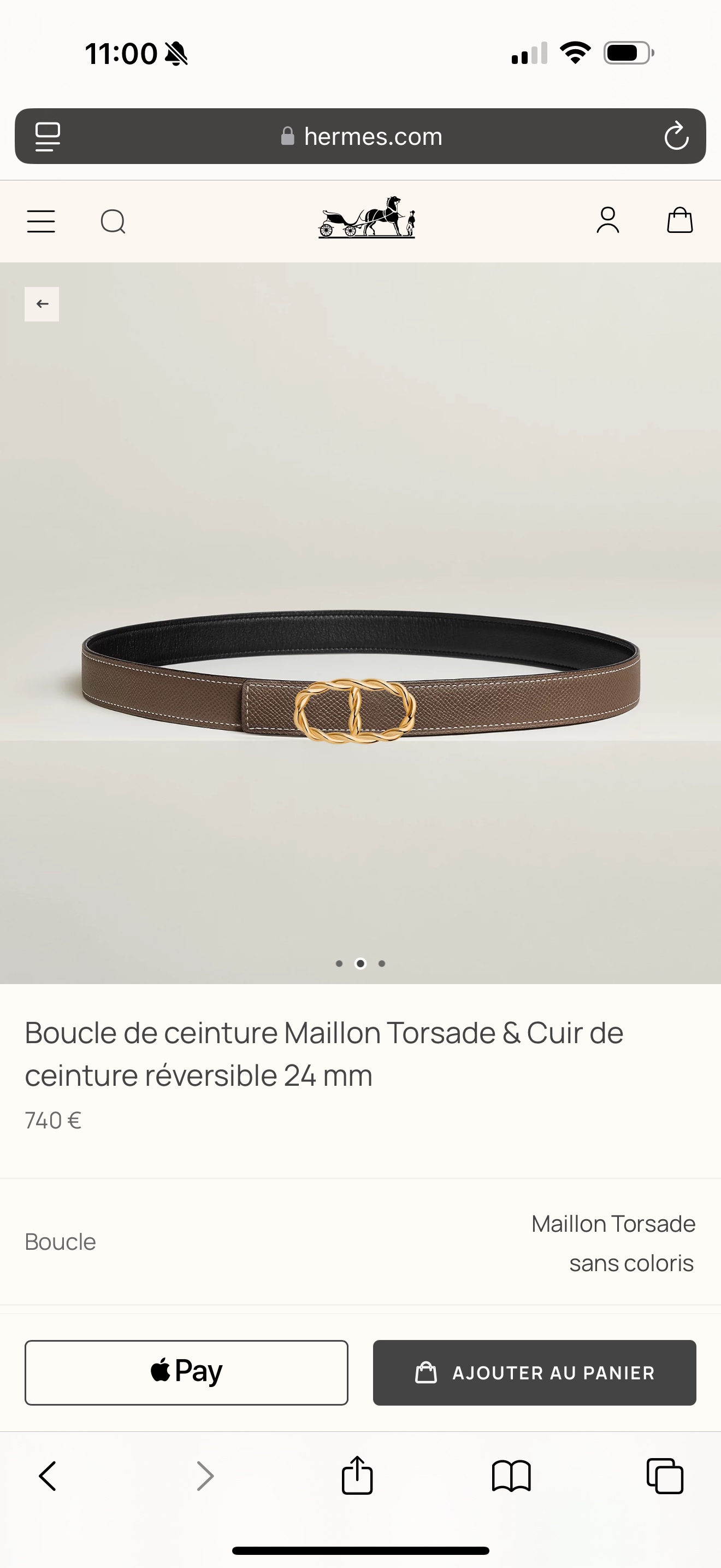 [Hermès Belts]Hermès MAILLON boutique hardware with high-quality Epsom leather