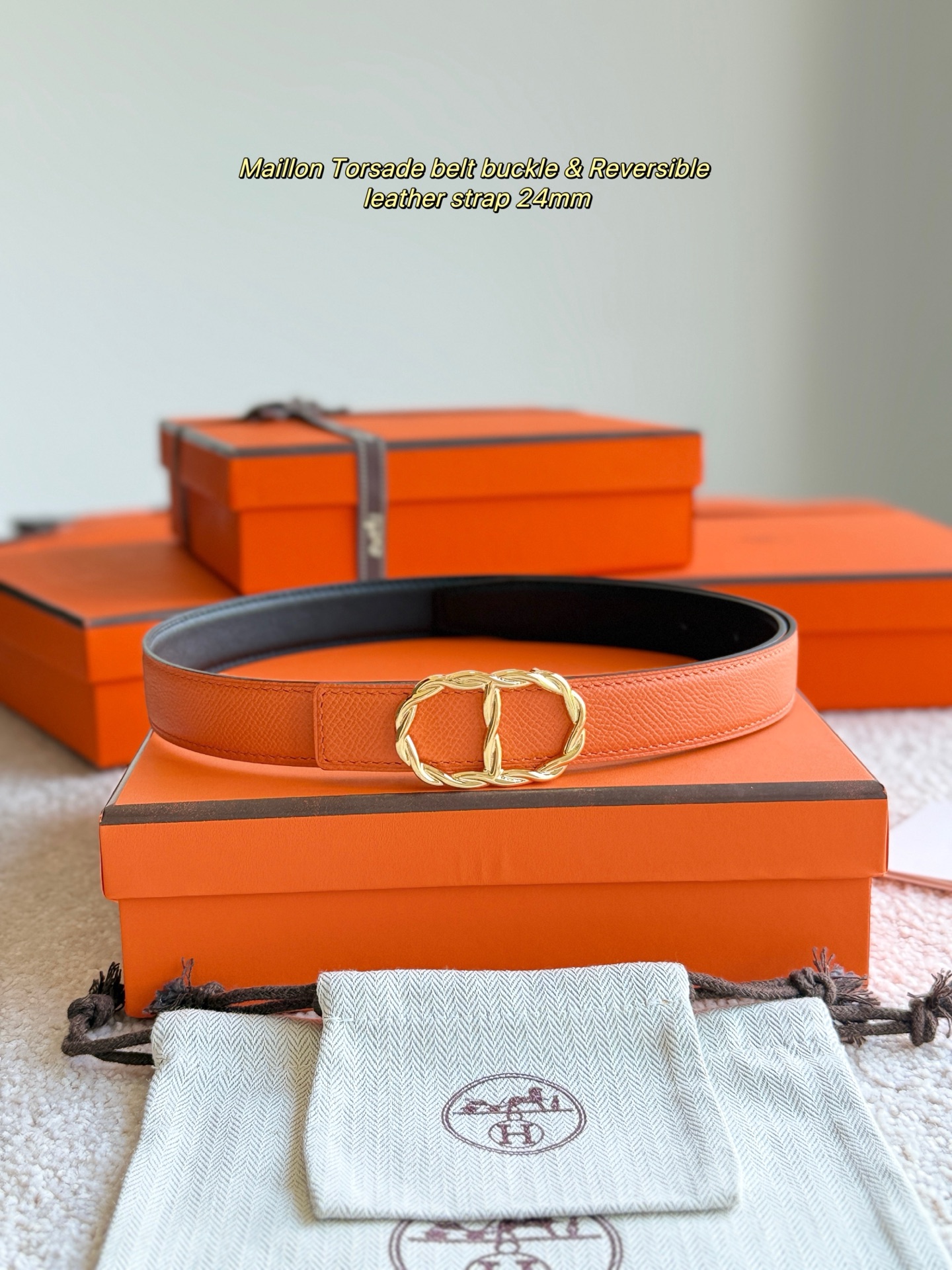 Hermès Women's Reversible Leather Belt with Maillon Torsade Buckle, 24mm 4 i1747971769746 6834 0 0