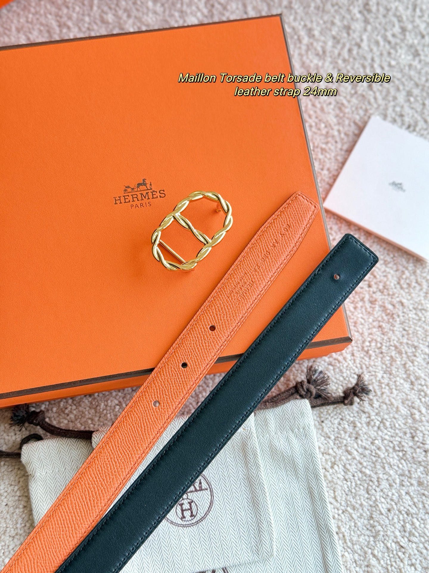 Hermès Women's Reversible Leather Belt with Maillon Torsade Buckle, 24mm 6 i1747971769780 7978 0 2